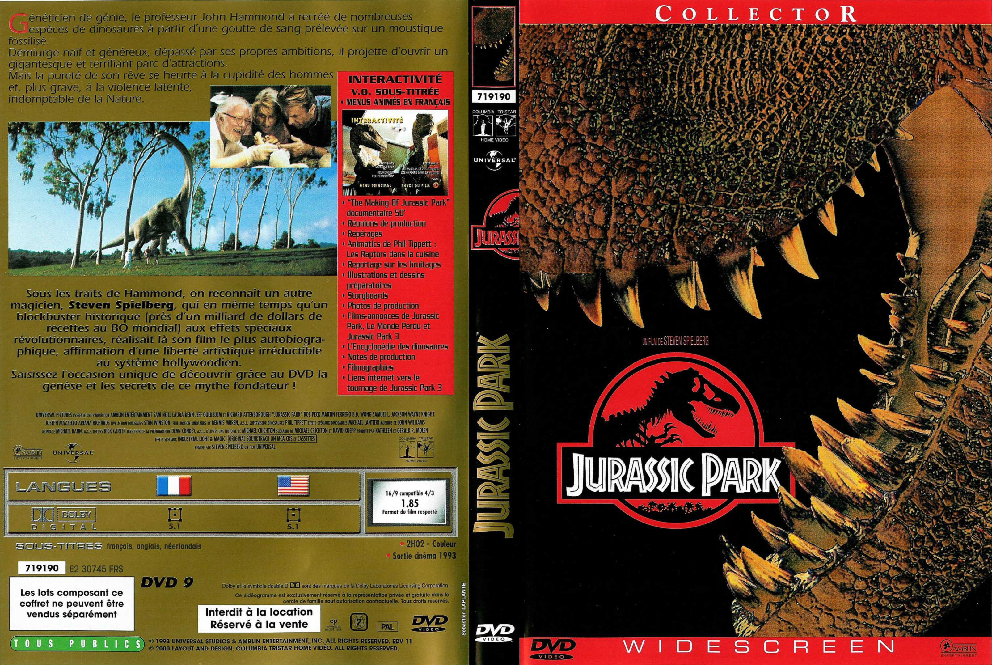 Jaquette DVD Jurassic park