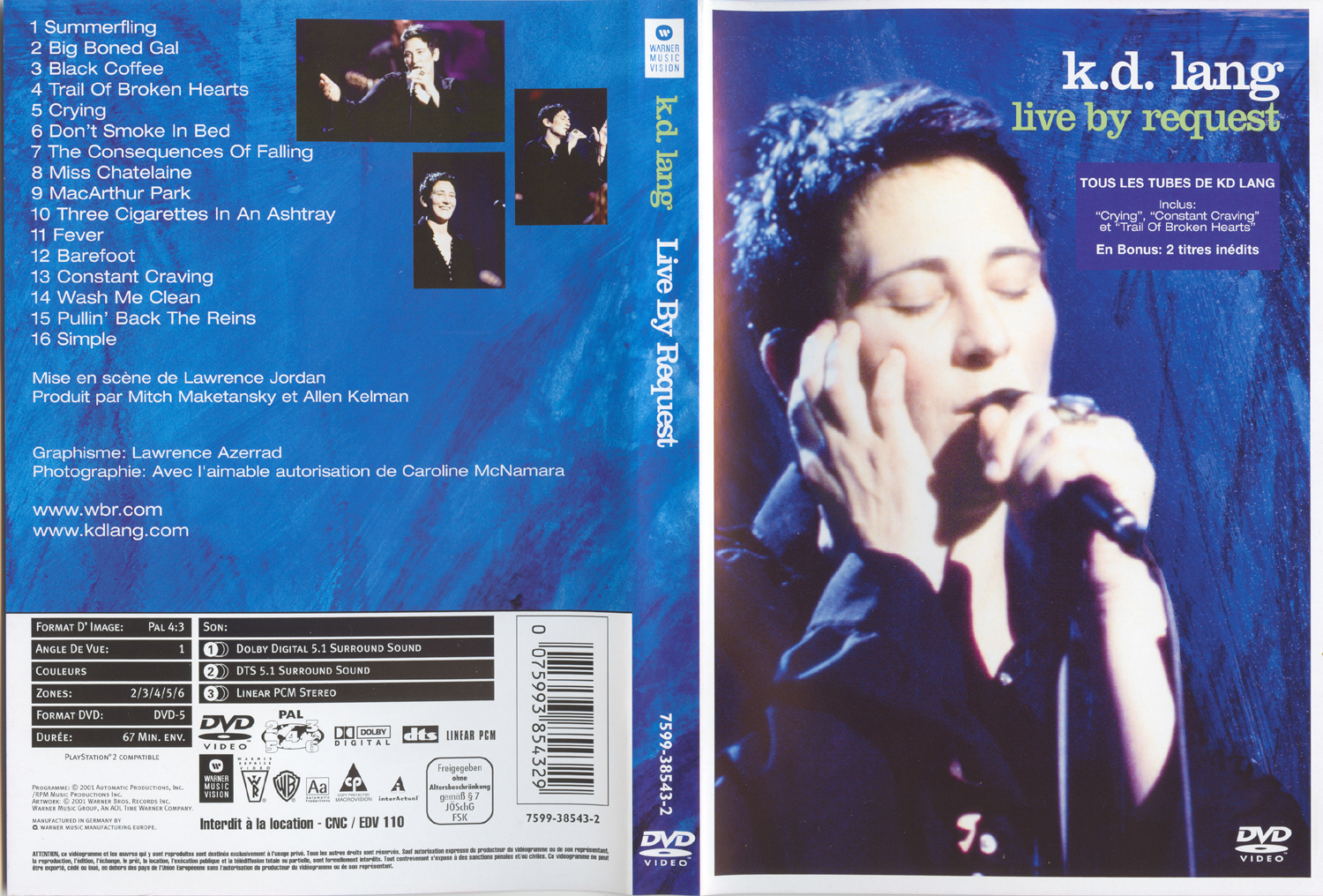 Jaquette DVD KD Lang - Live by Request