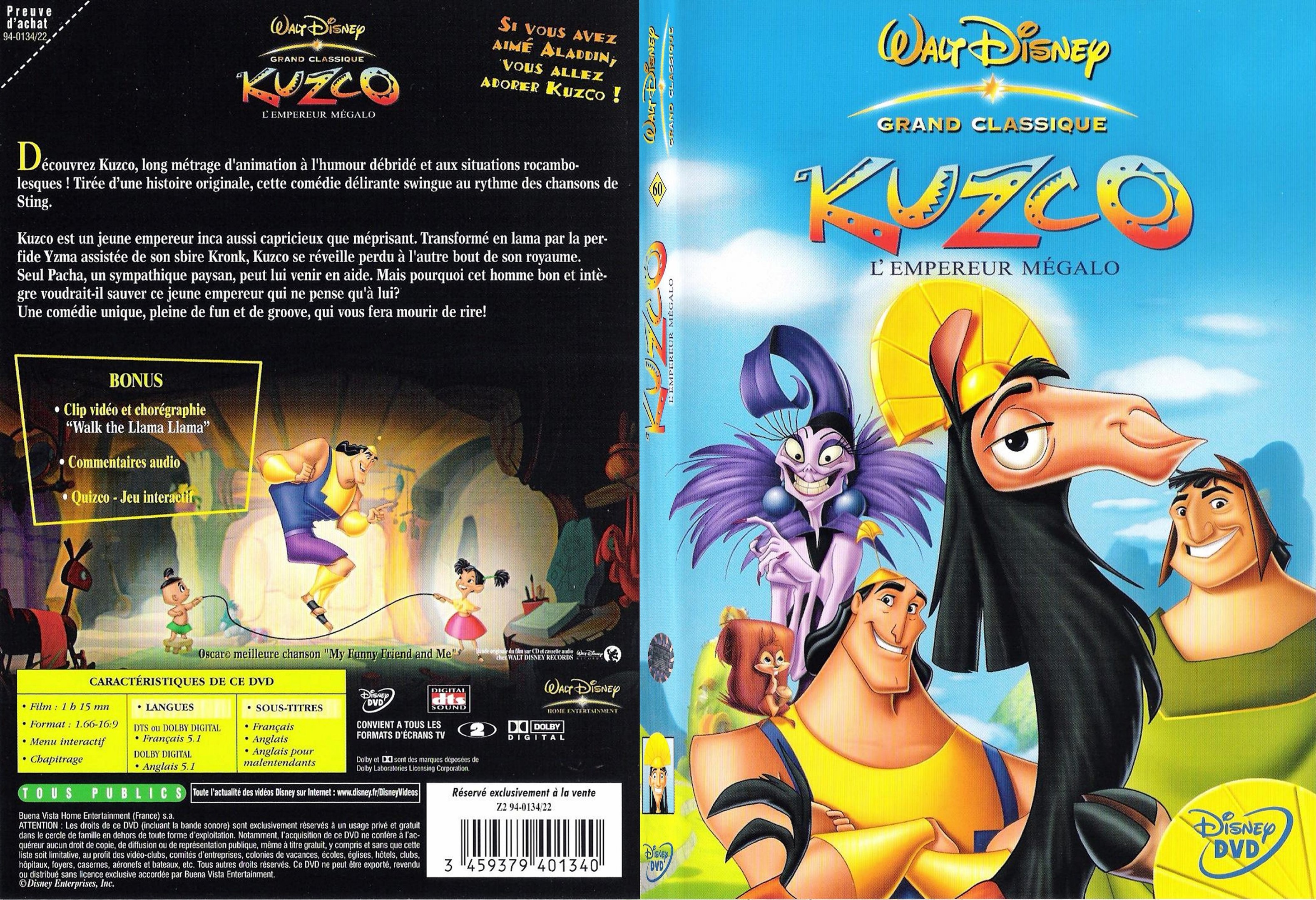 Jaquette DVD Kuzco - SLIM