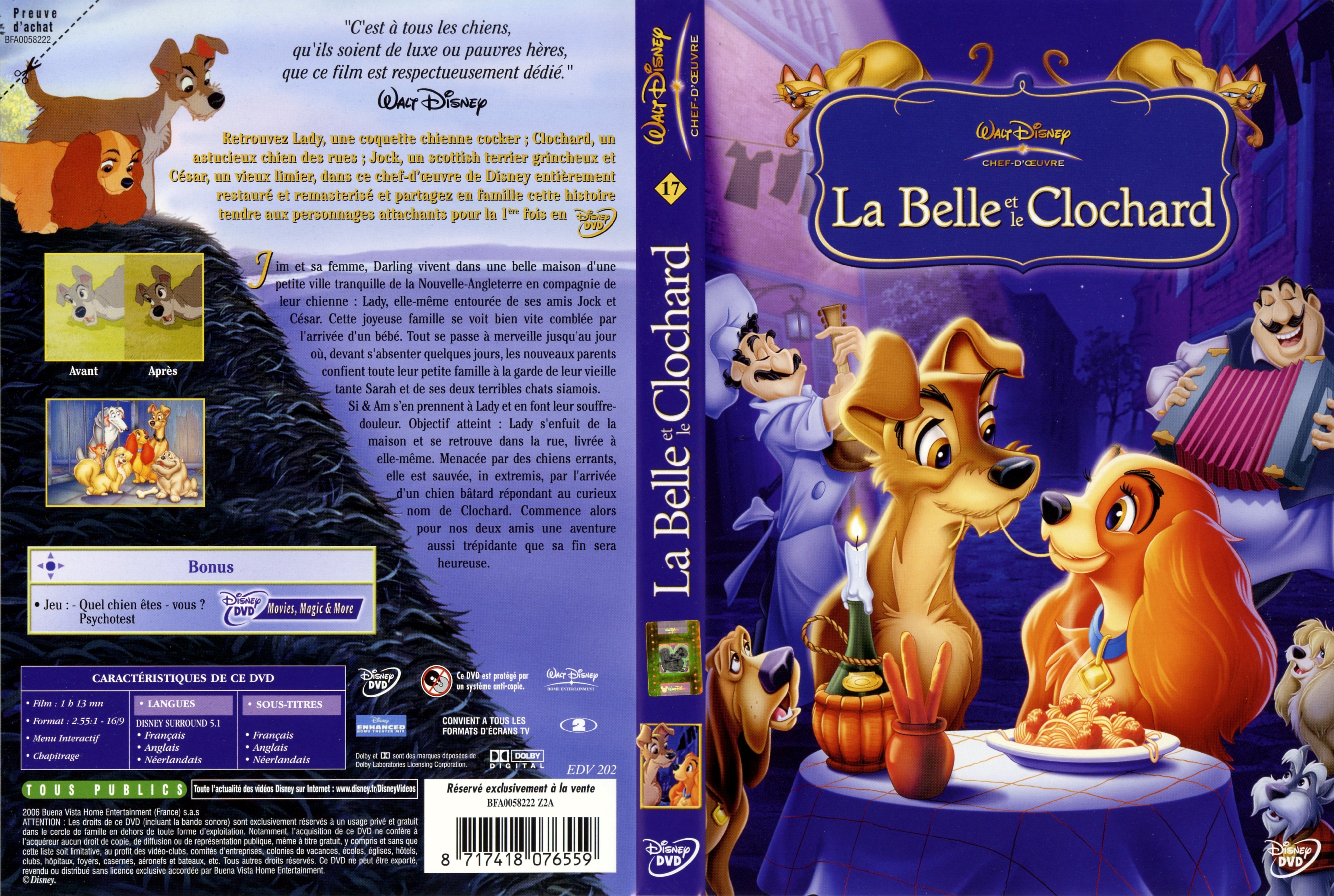 Jaquette DVD La belle et le clochard