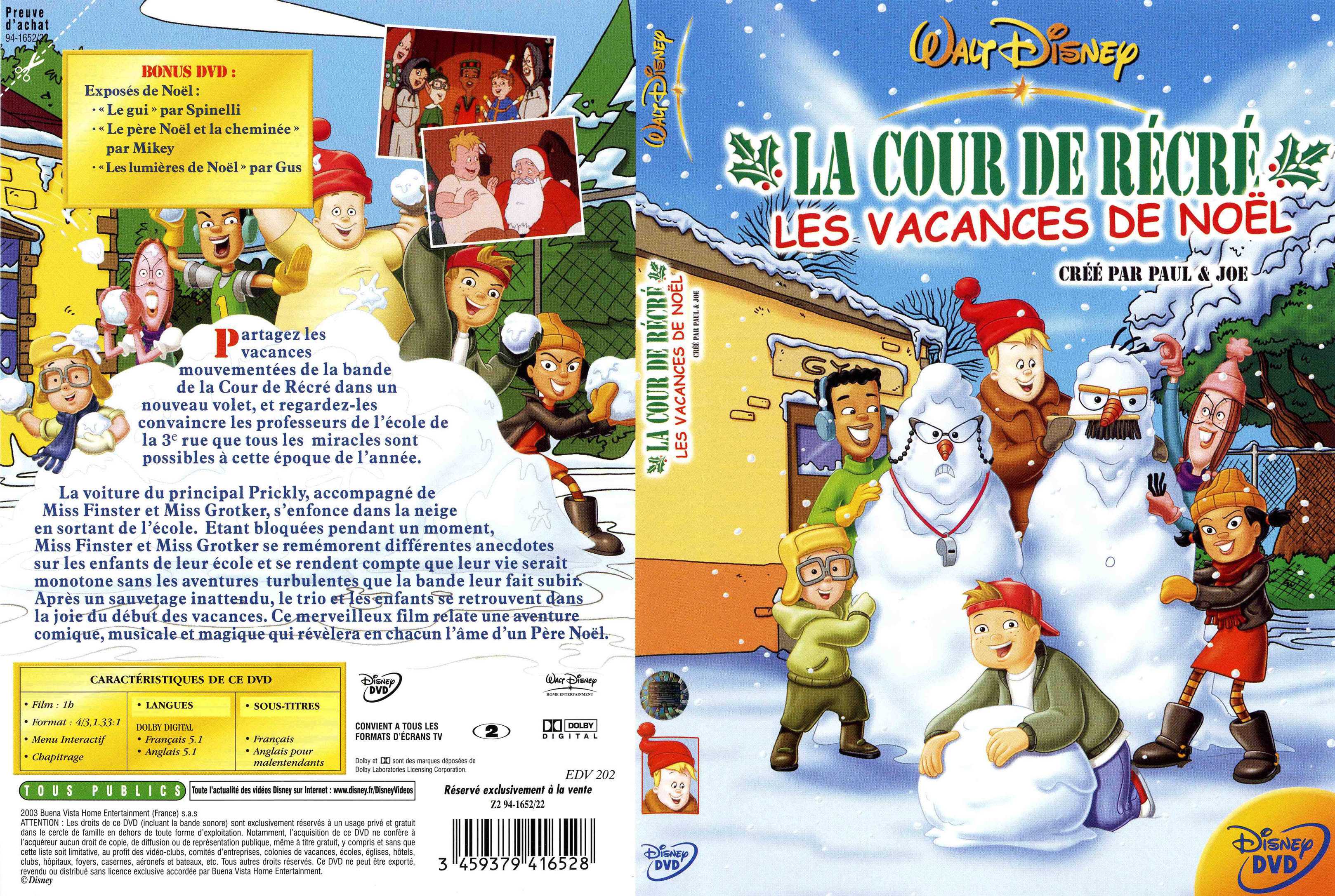 Jaquette DVD La cour de rcr les vacances de noel