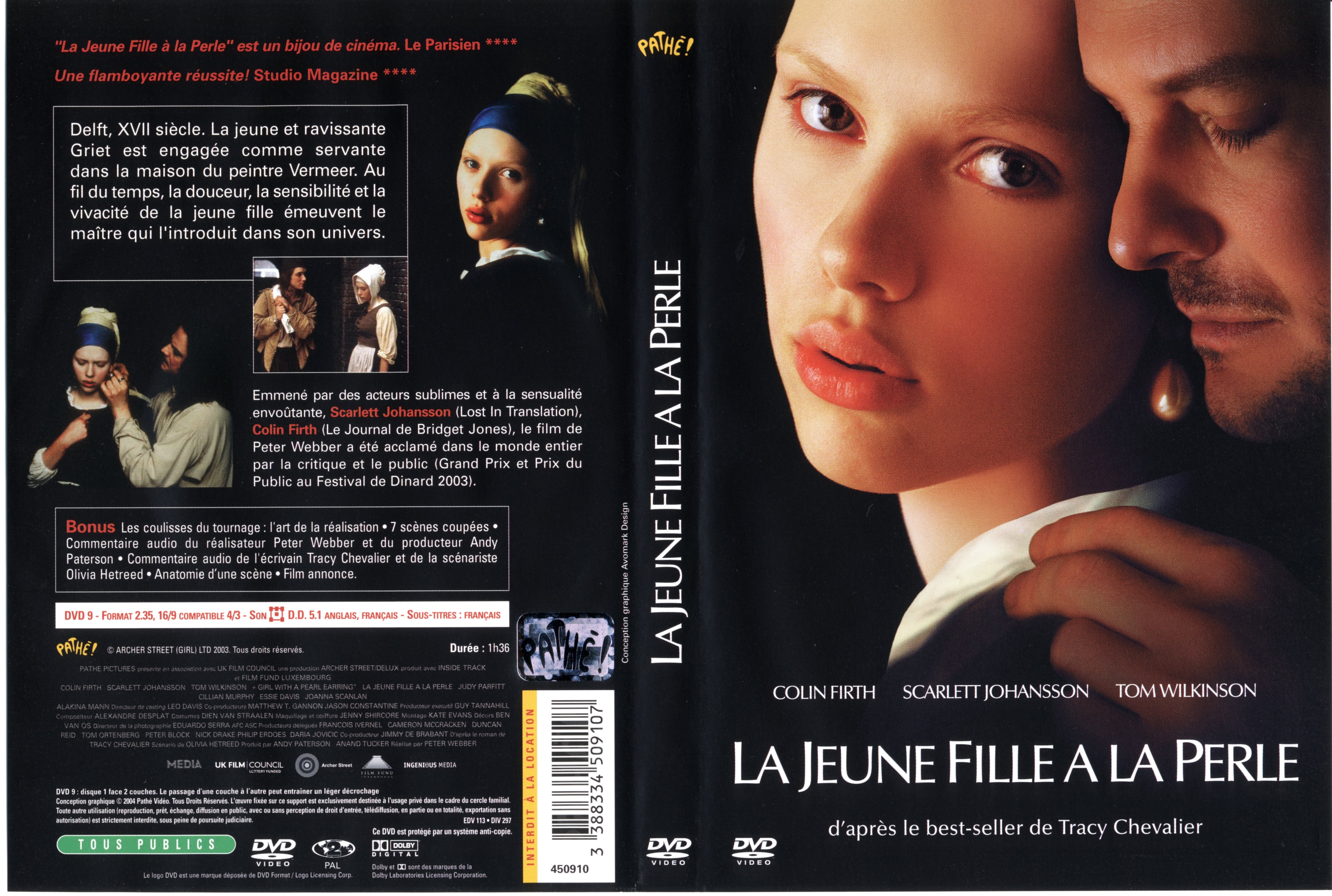 Jaquette DVD La jeune fille  la perle