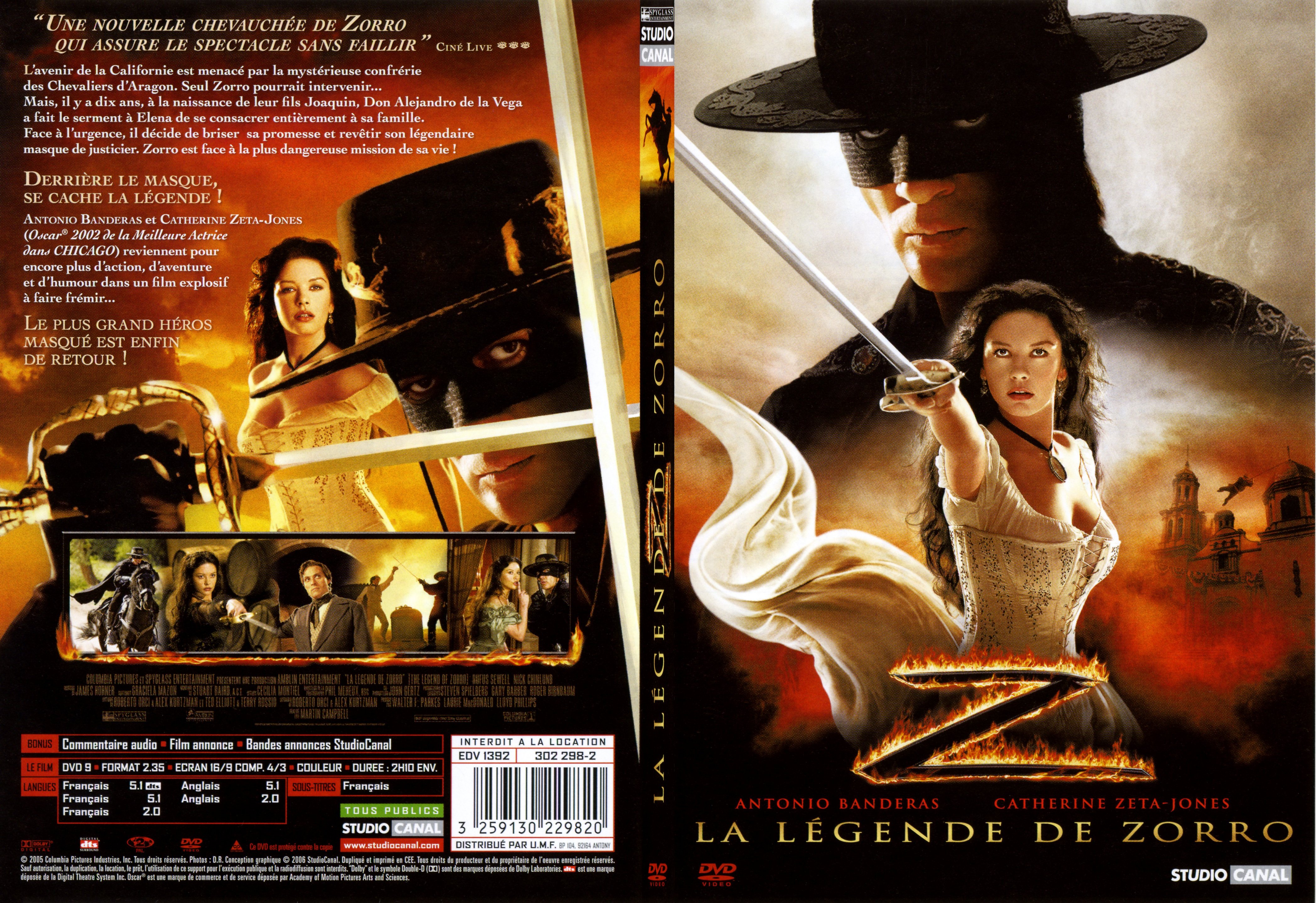 Jaquette DVD La lgende de Zorro - SLIM v2