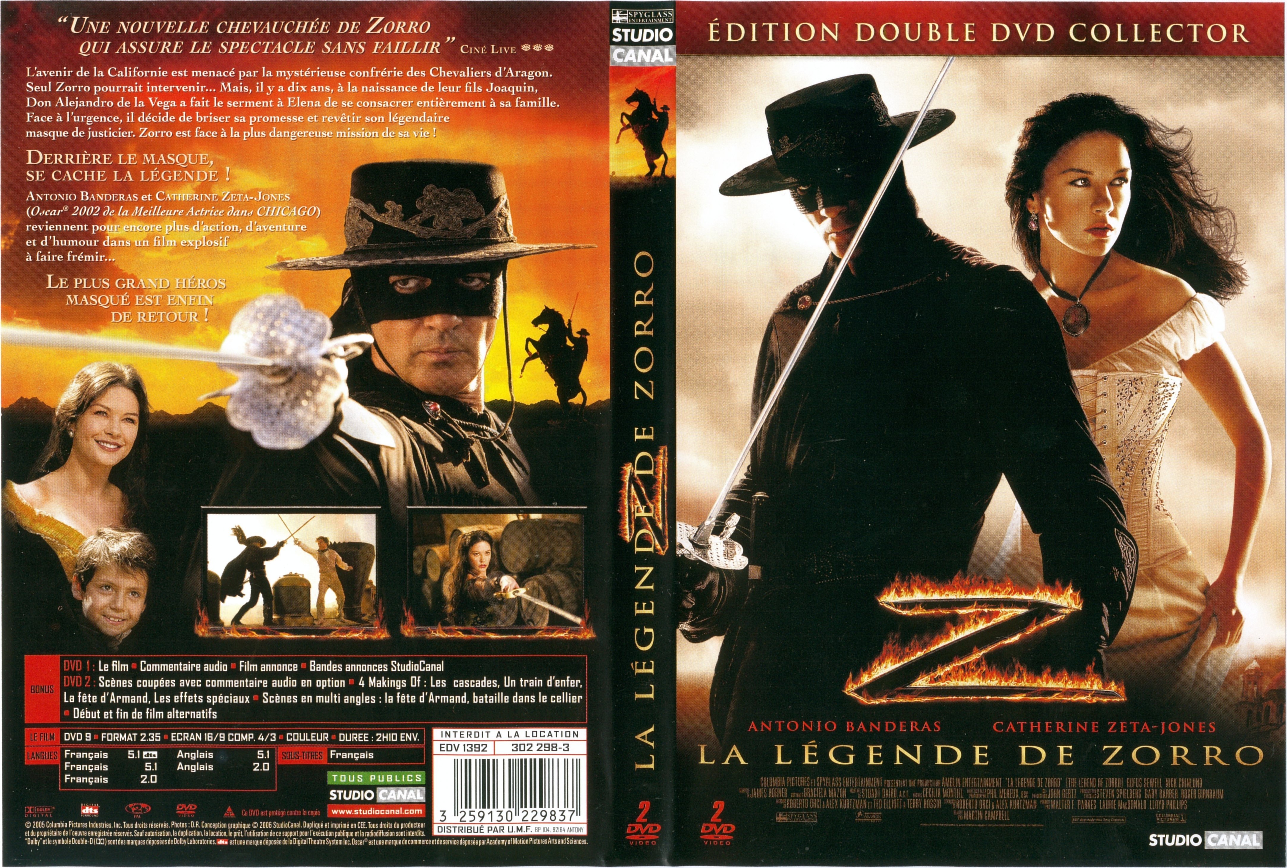 Jaquette DVD La lgende de Zorro v2