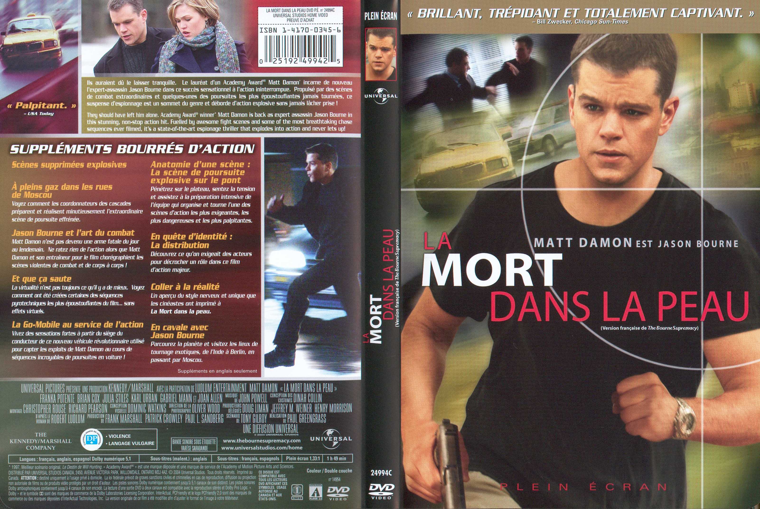 Jaquette DVD La mort dans la peau v3