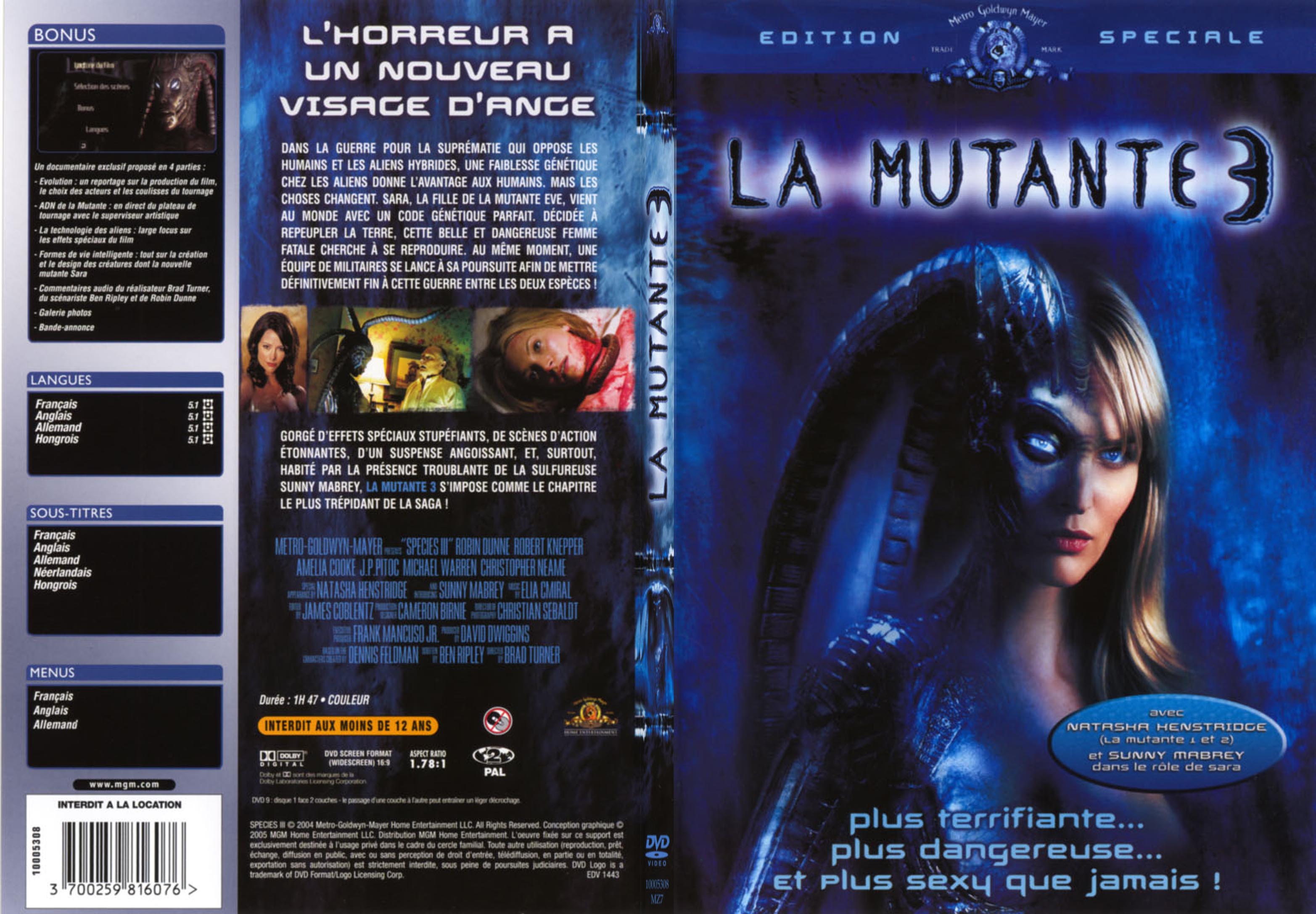 Jaquette DVD La mutante 3 - SLIM