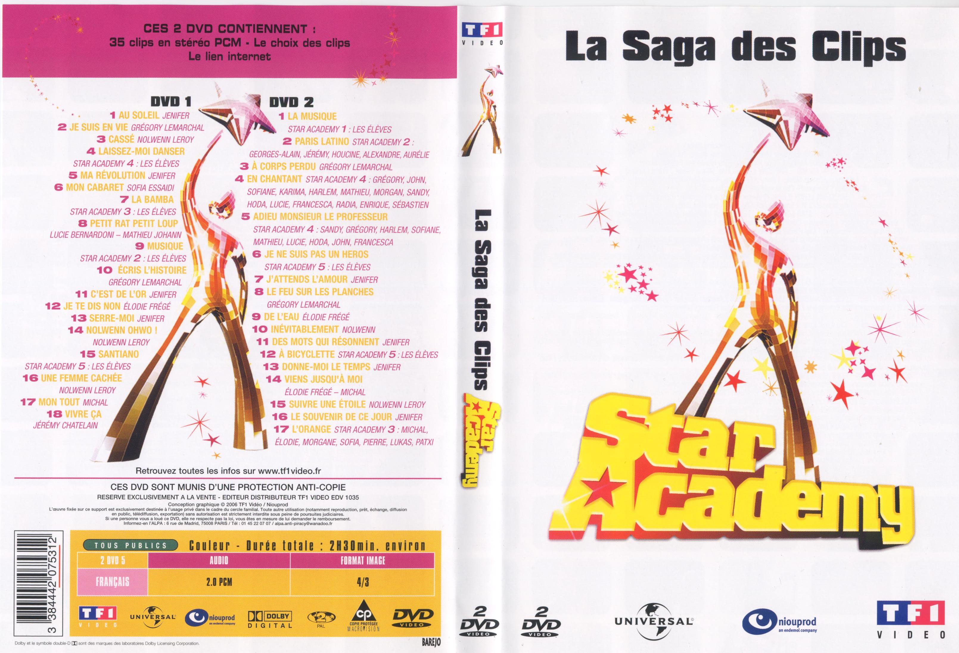 Jaquette DVD La saga des clips star academy