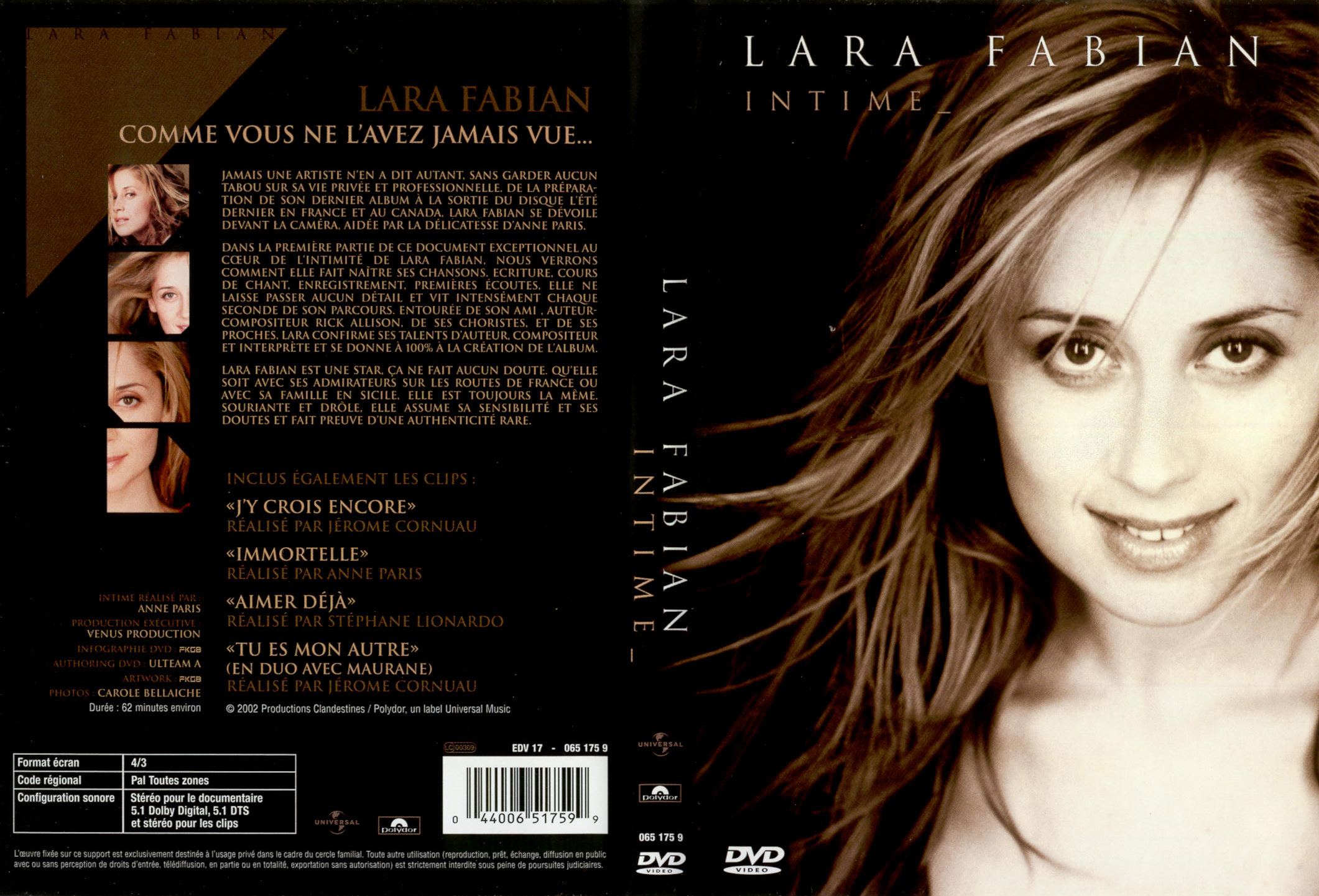Jaquette DVD Lara Fabian intime