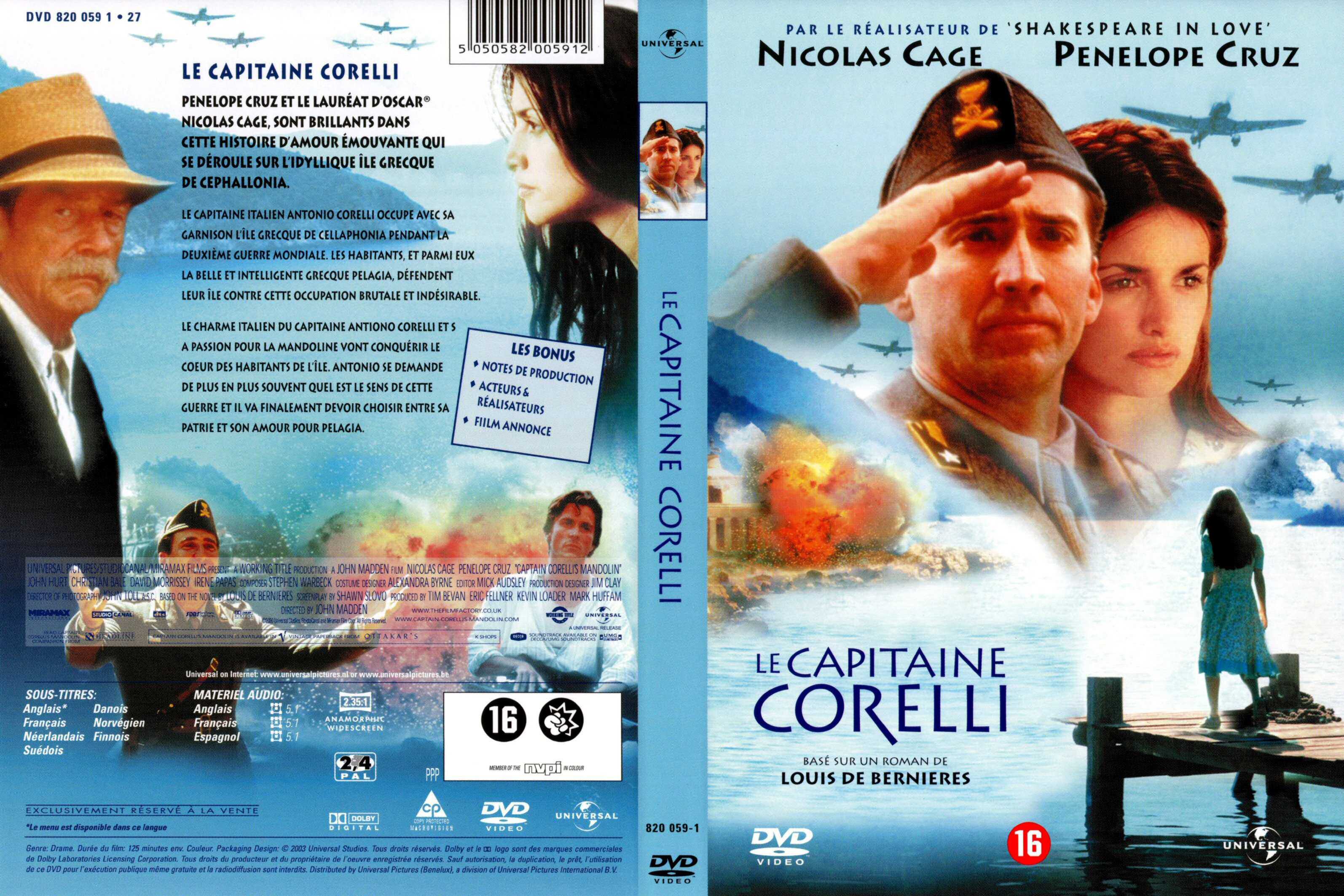 Jaquette DVD Le capitaine Corelli