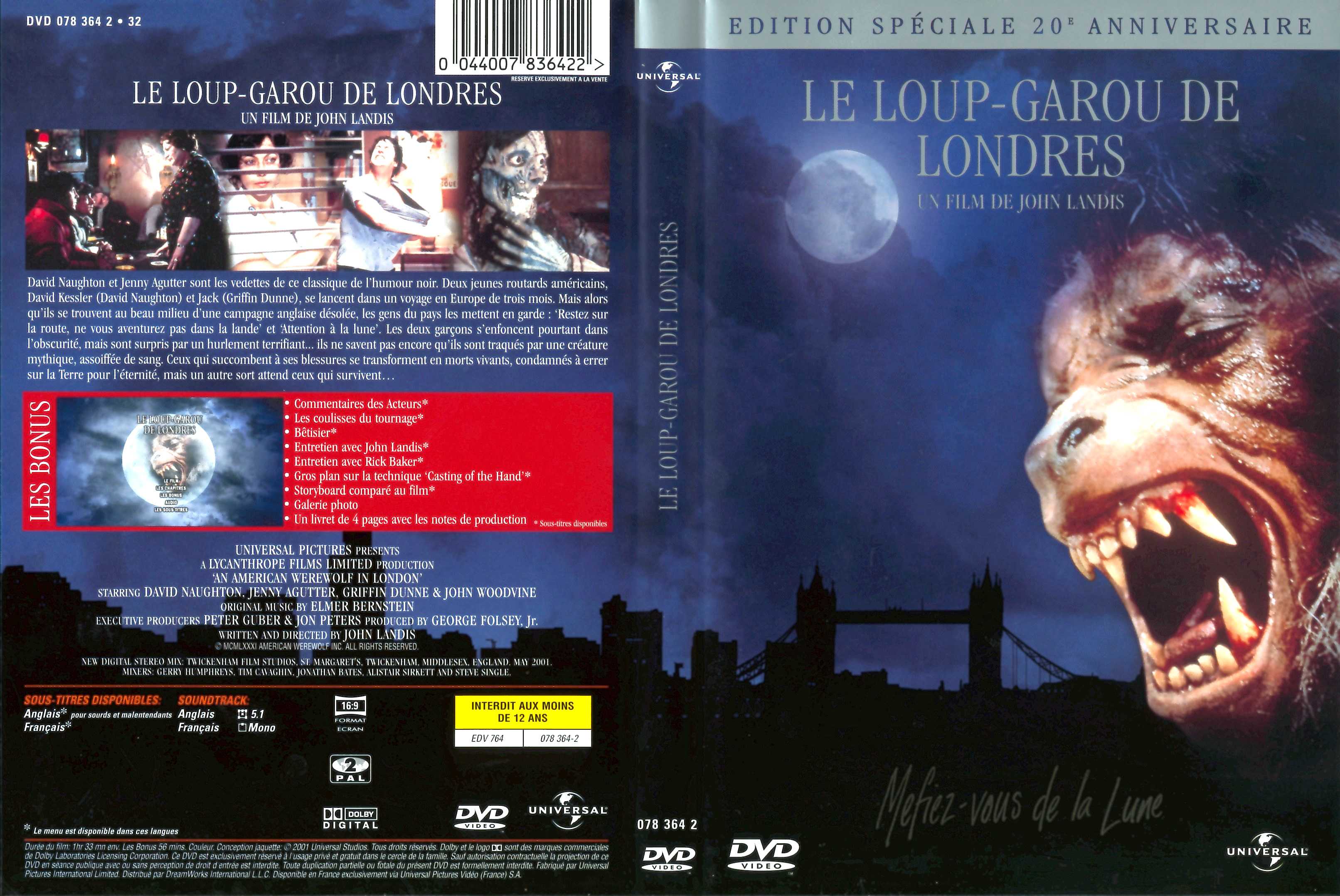 Jaquette DVD Le loup garou de Londres
