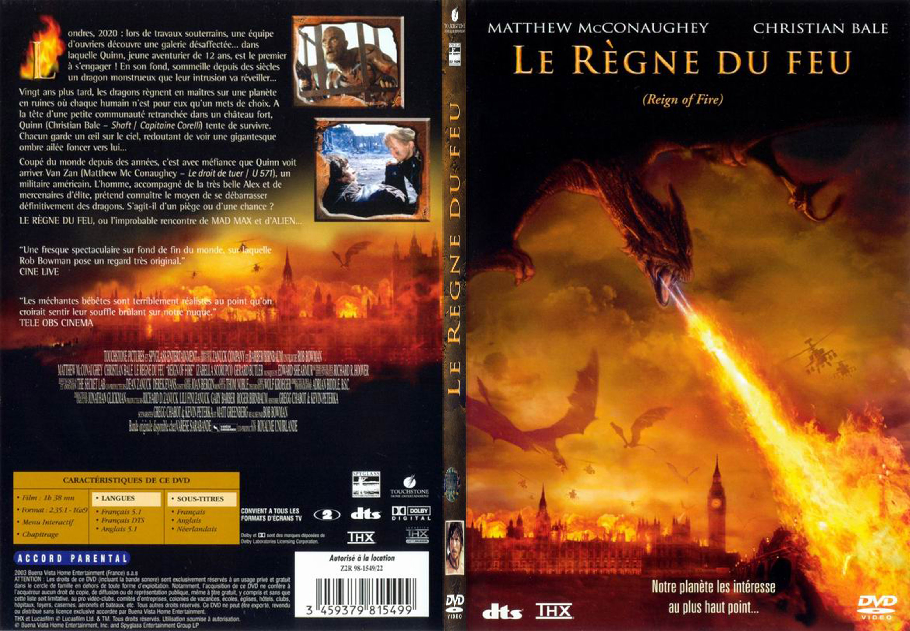 Jaquette DVD Le rgne du feu - SLIM