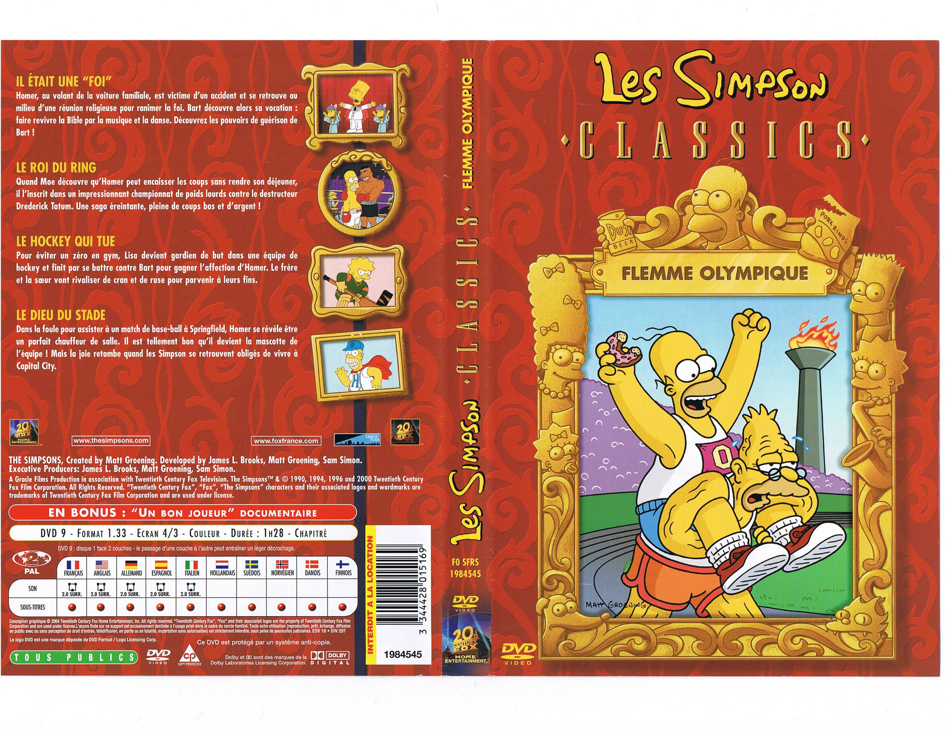 Jaquette DVD Les Simpson flemme olympique