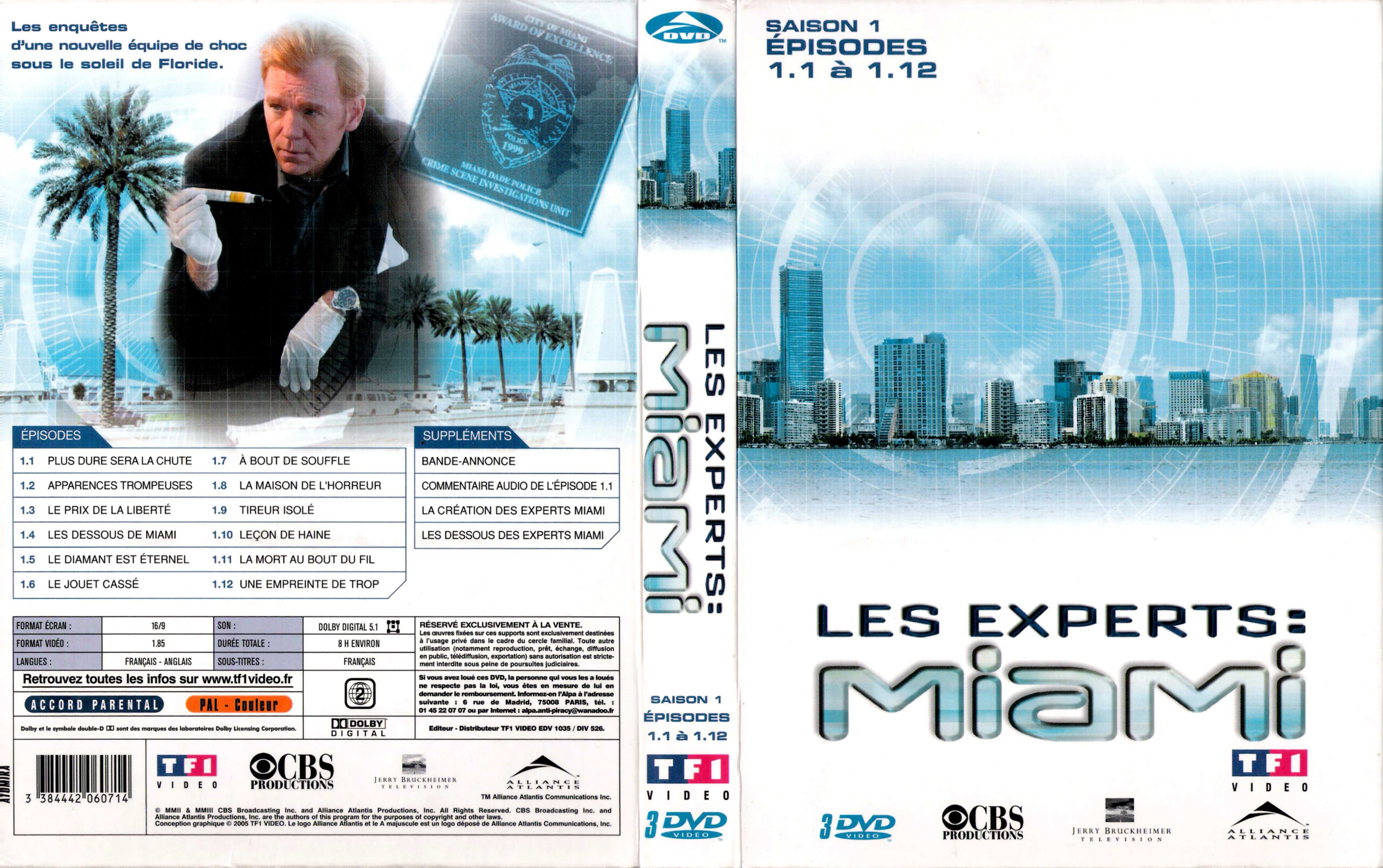 Jaquette DVD Les experts Miami saison 1 vol 1 COFFRET
