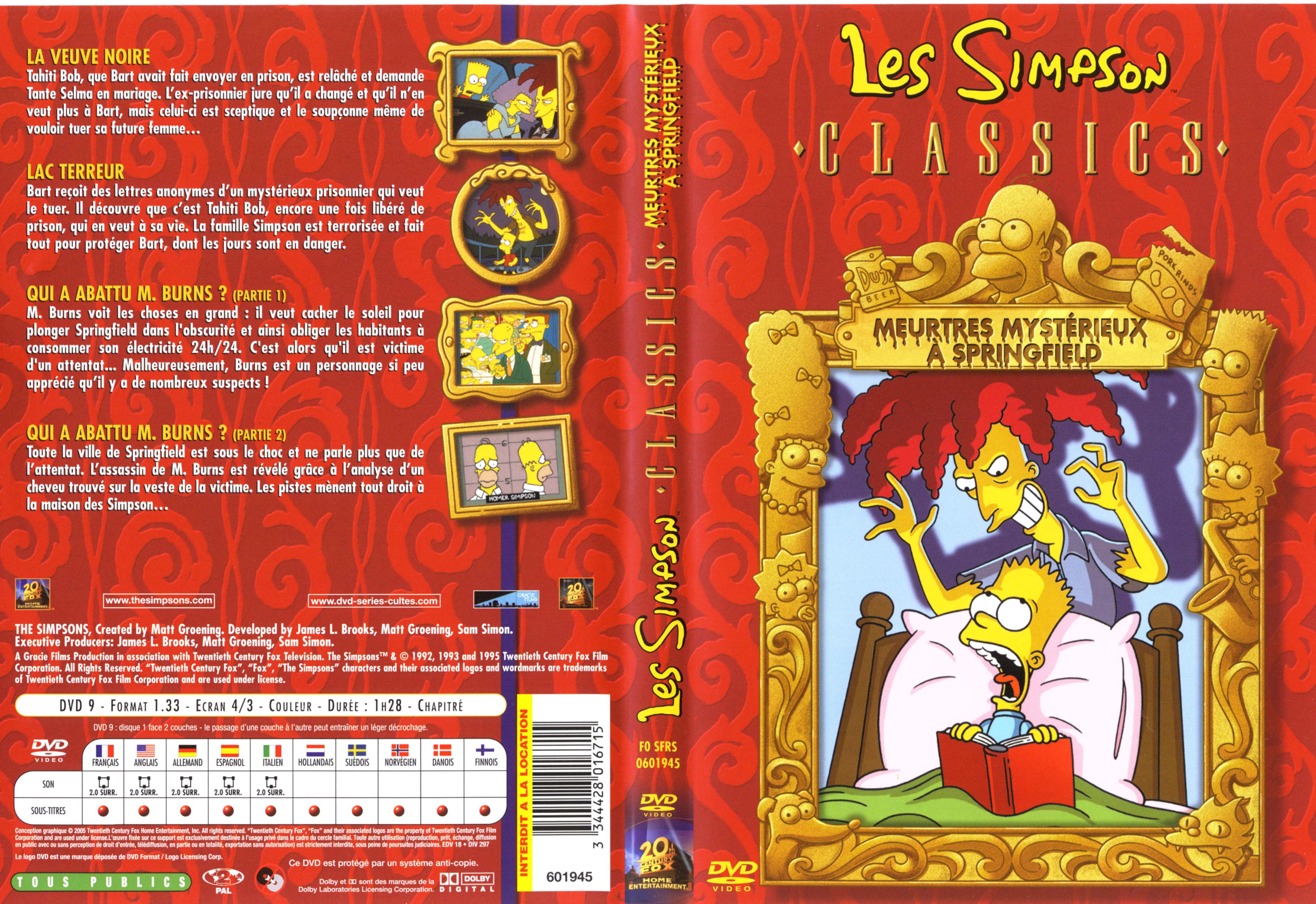 Jaquette DVD Les simpsons meurtres mystrieux  Springfield