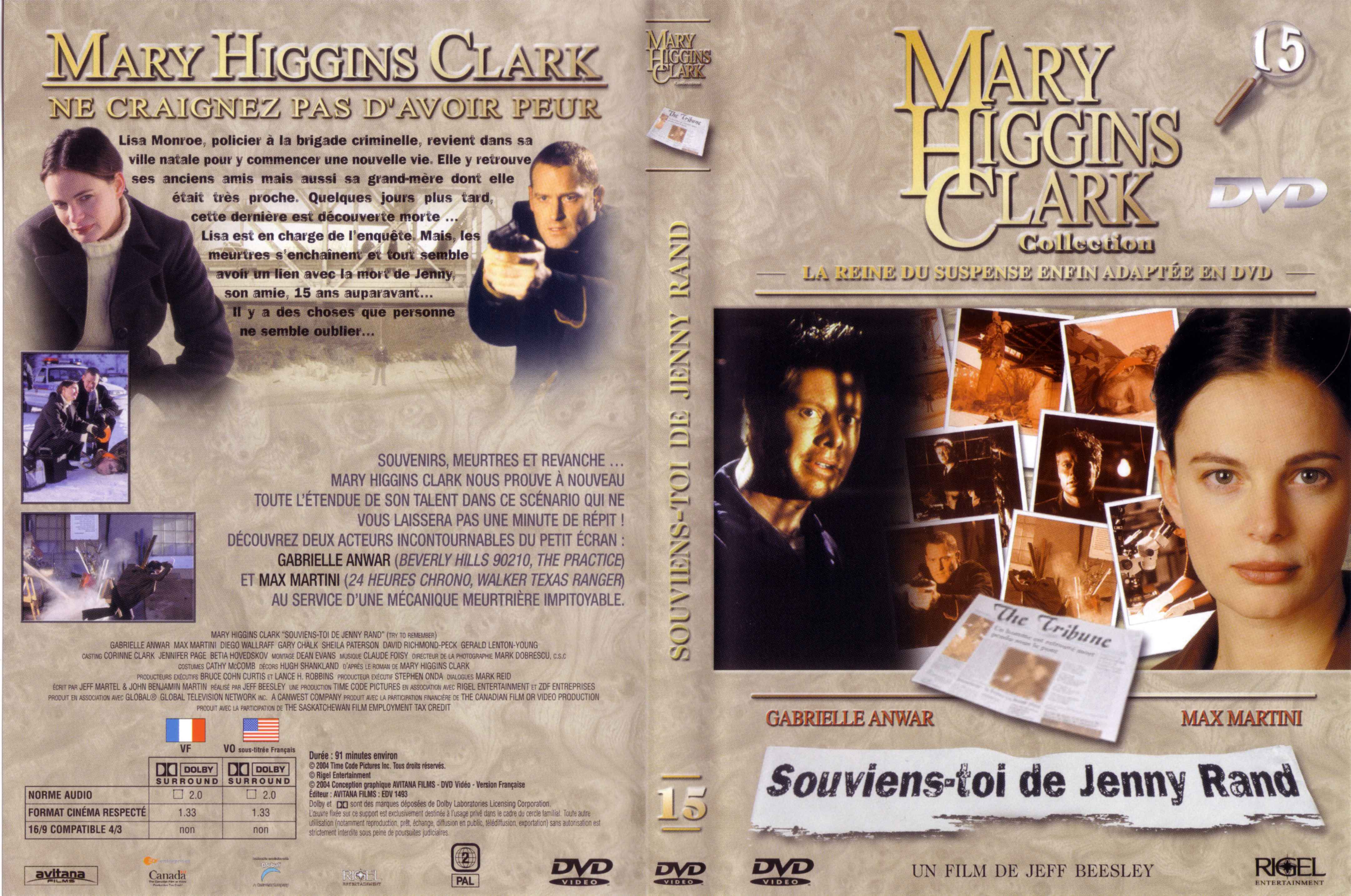 Jaquette DVD de Mary Higgins Clark vol 15 - Souviens toi de Jenny Rand - Cinéma Passion
