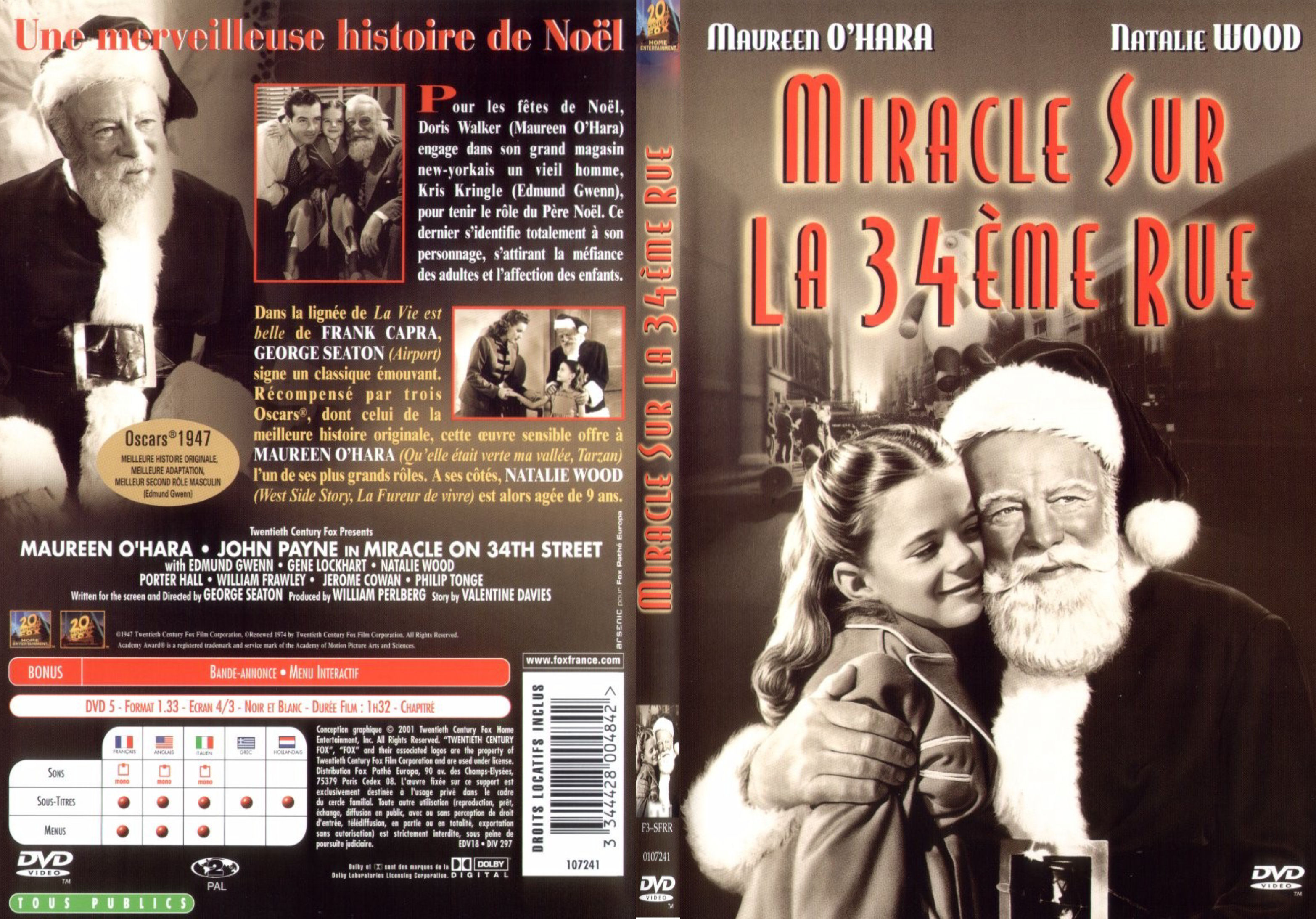 Jaquette DVD Miracle sur la 34 me rue (1947) - SLIM