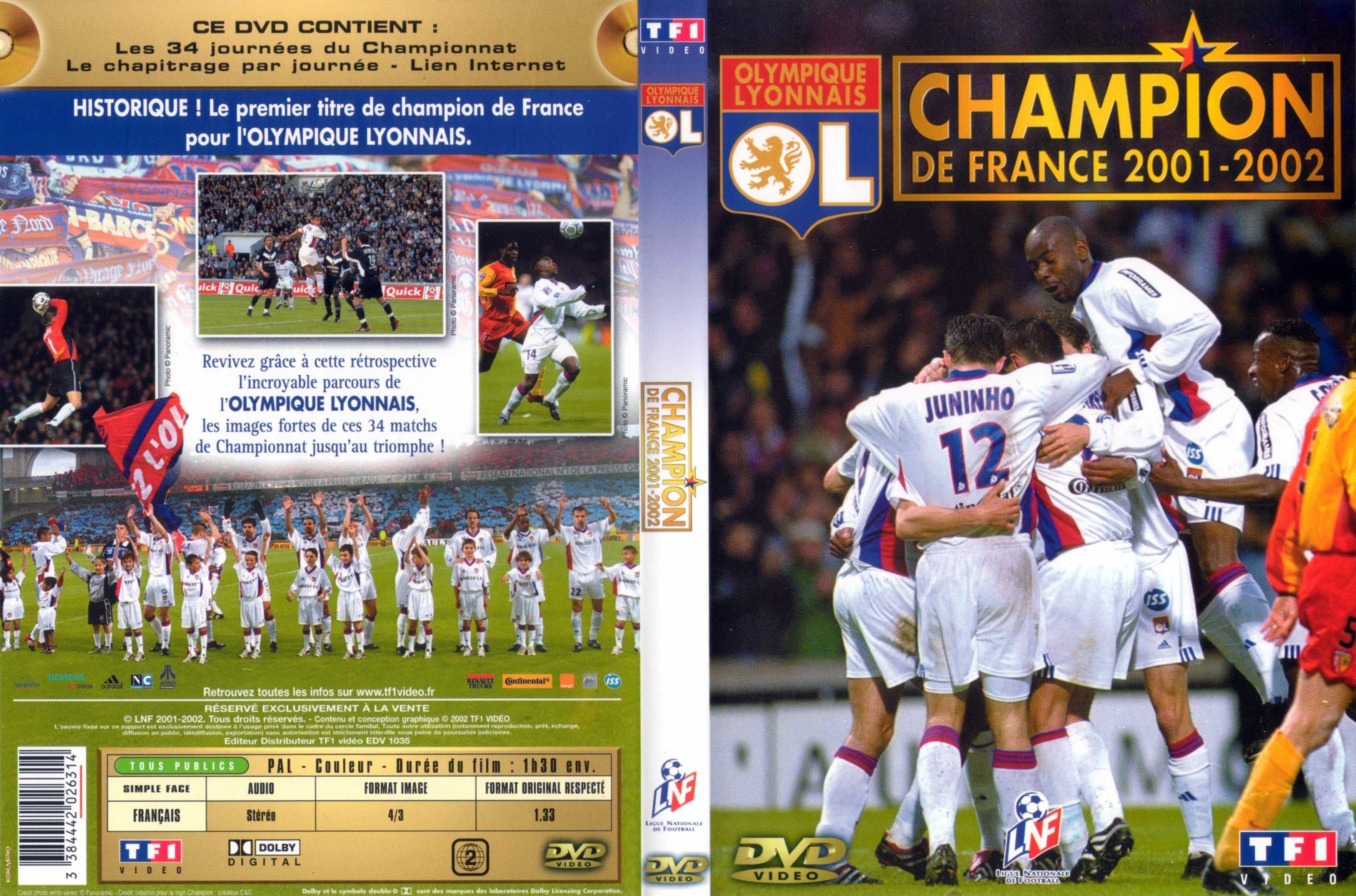 Jaquette DVD Olympique Lyonnais champion de france 2001-2002