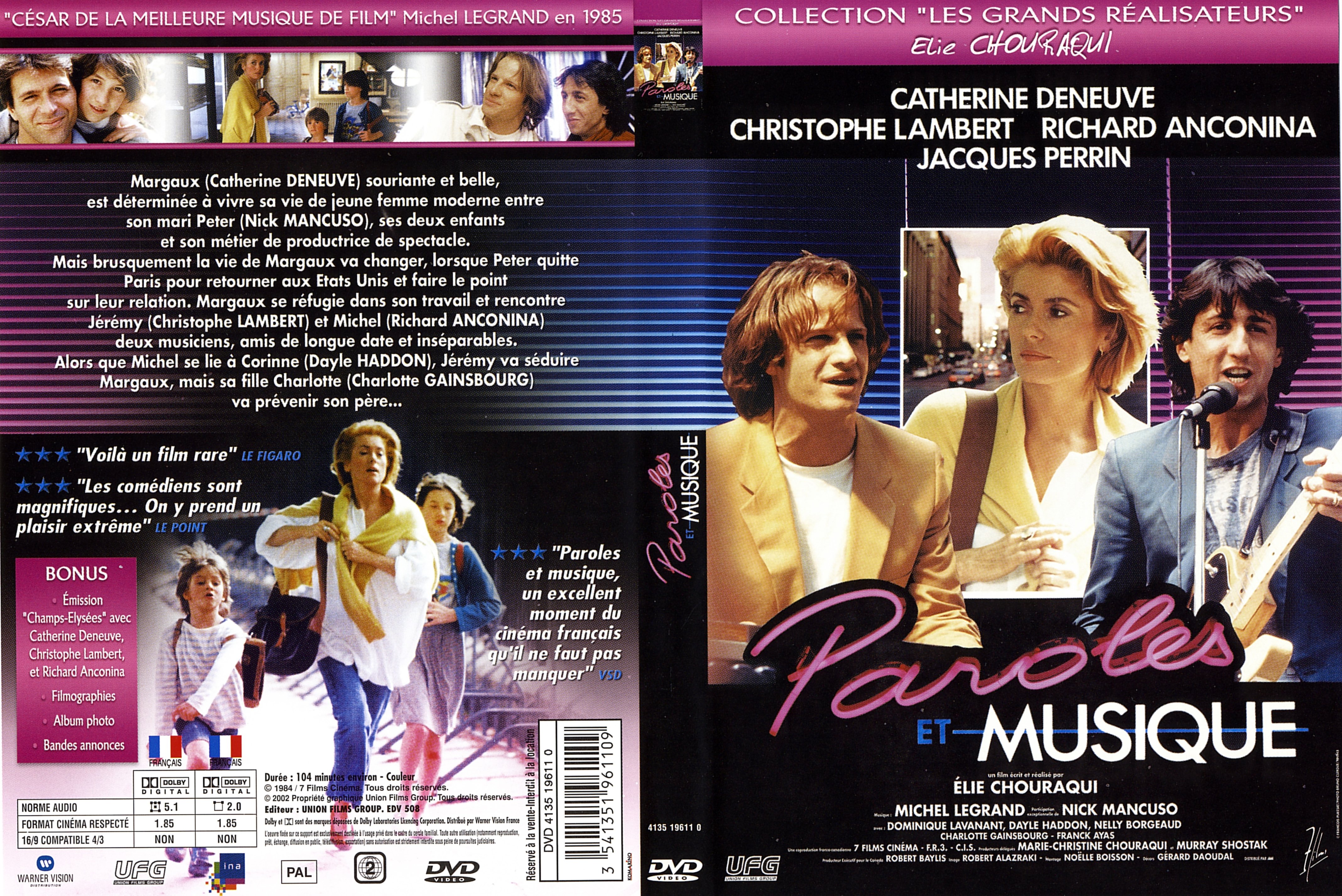 Jaquette DVD Paroles et musique