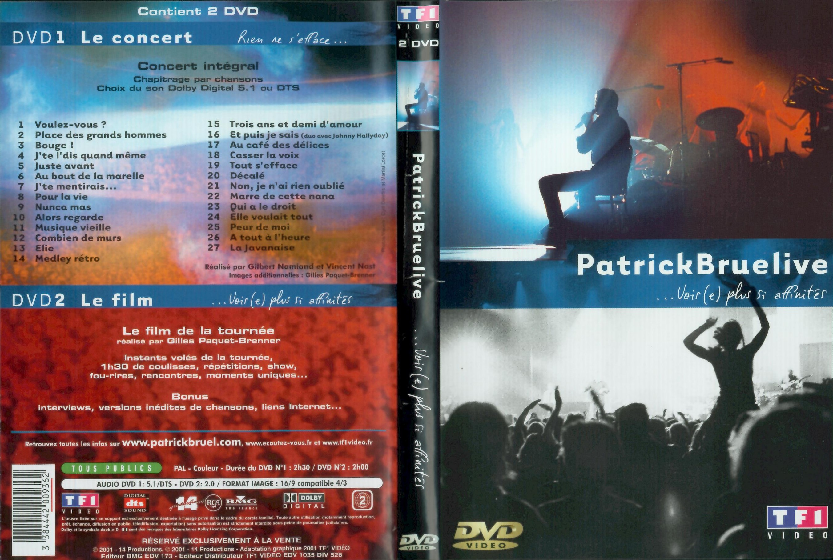 Jaquette DVD Patrick Bruel  Live voir plus si affinits