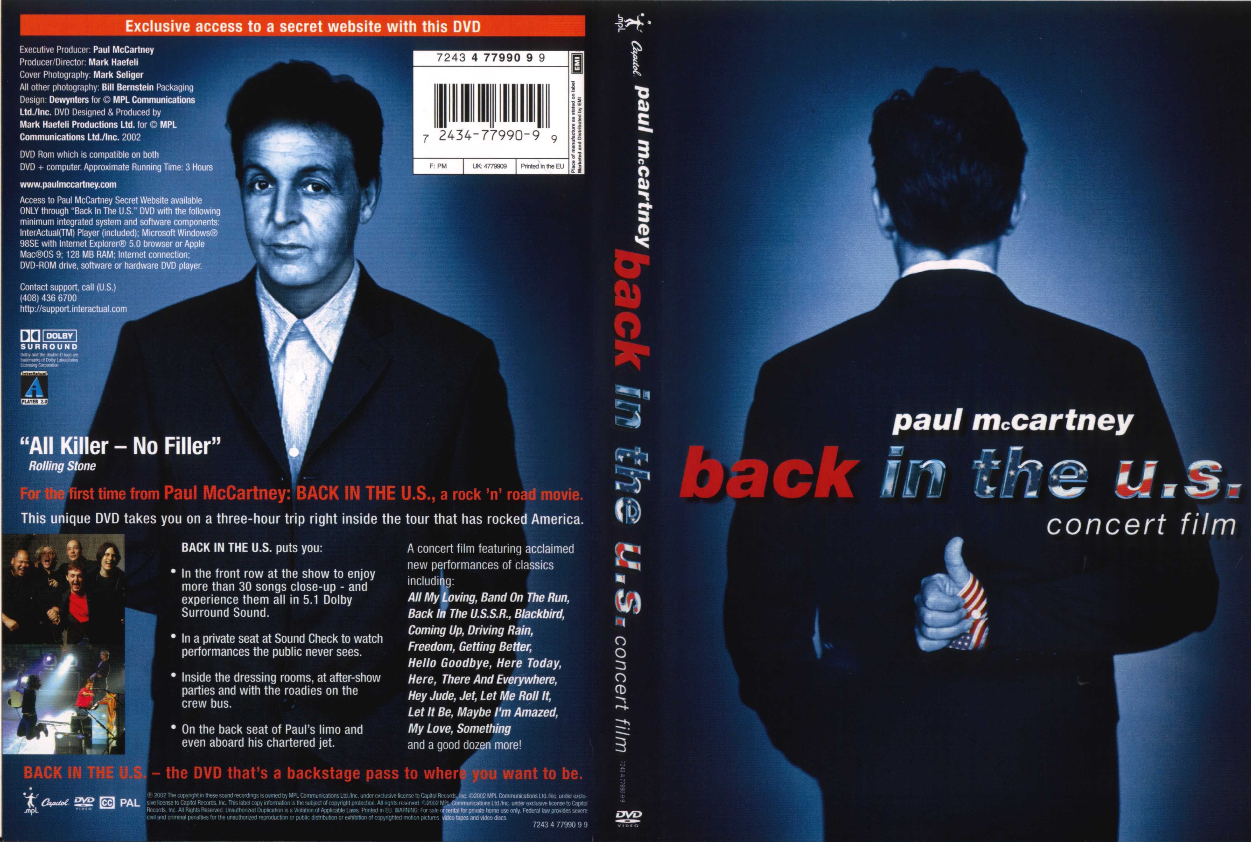 Jaquette DVD Paul McCartney back in the us concert film