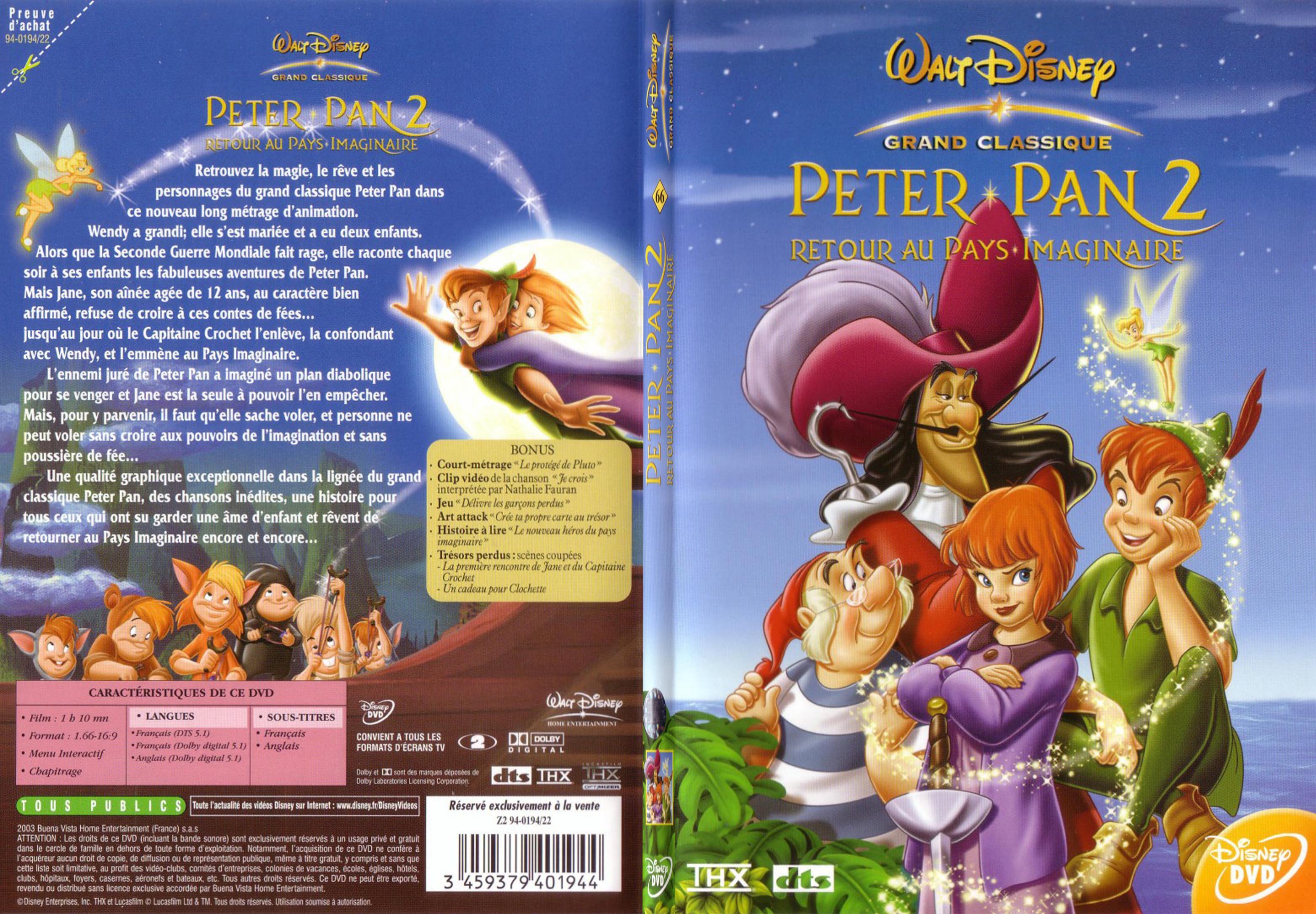 Jaquette DVD Peter Pan 2 - SLIM
