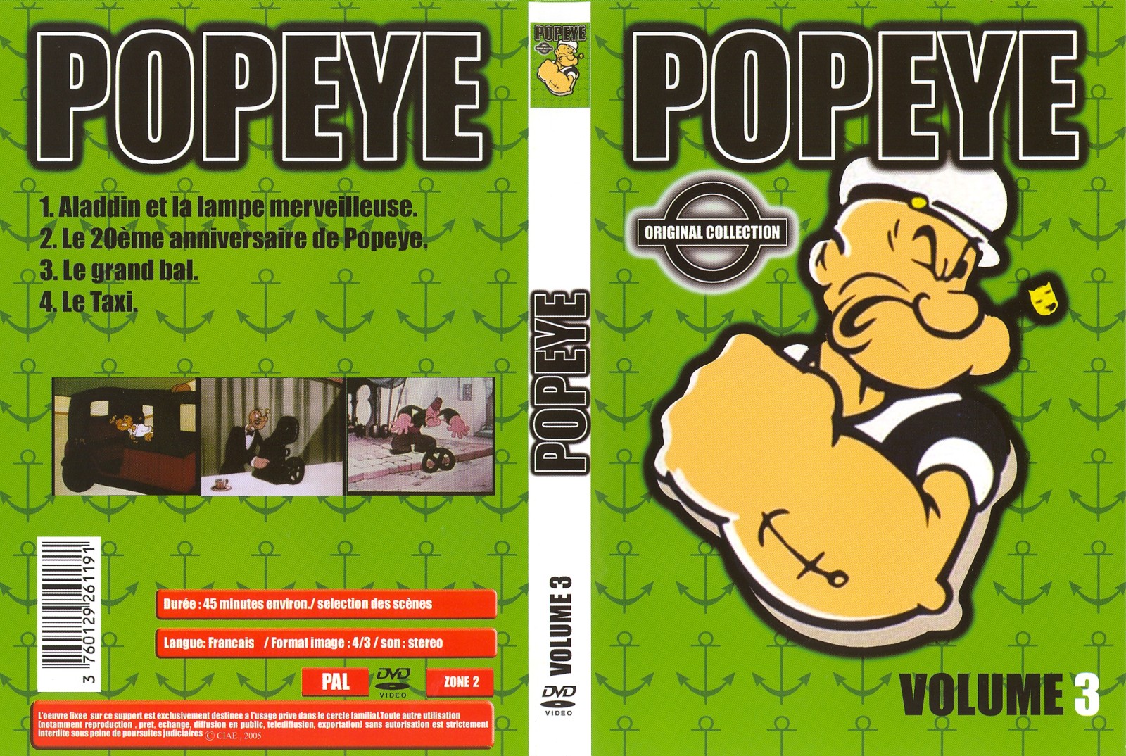 Jaquette DVD Popeye vol 3