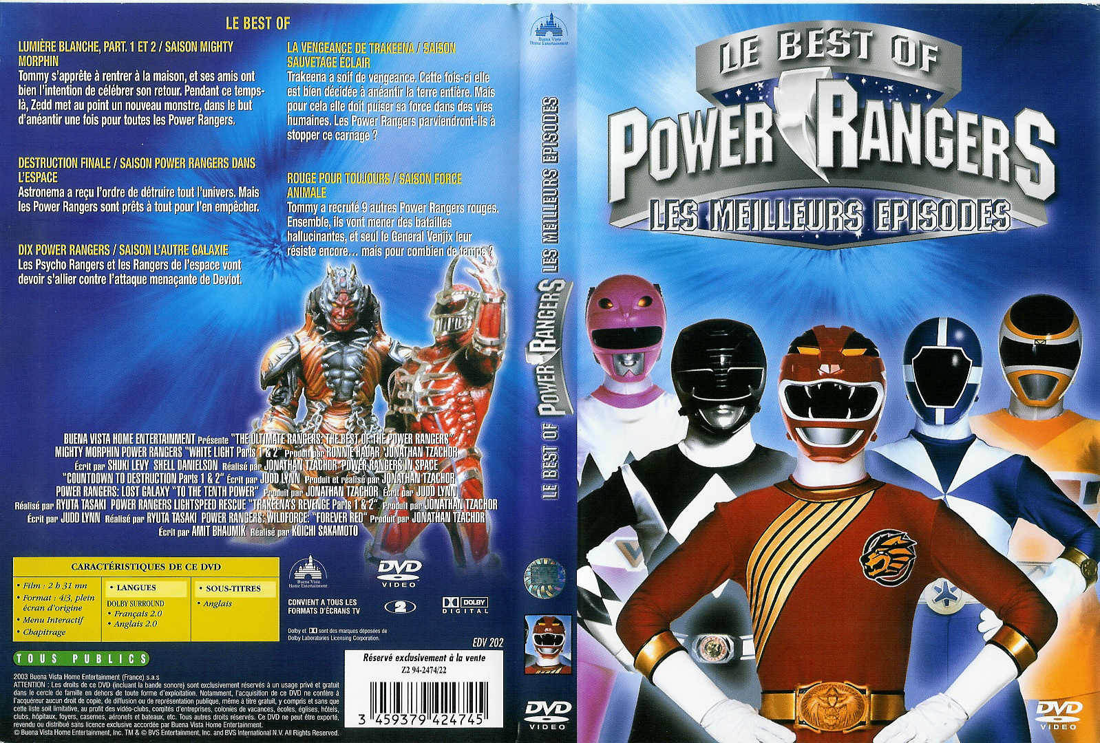 Jaquette DVD Power rangers - Les meilleurs pisodes