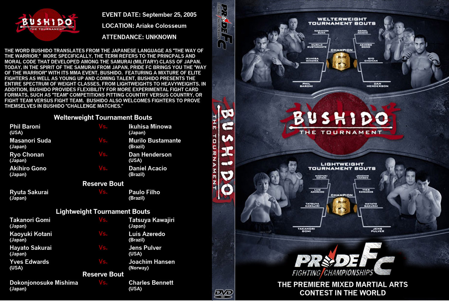 Jaquette DVD Pride Fc Bushido the tournament 2005