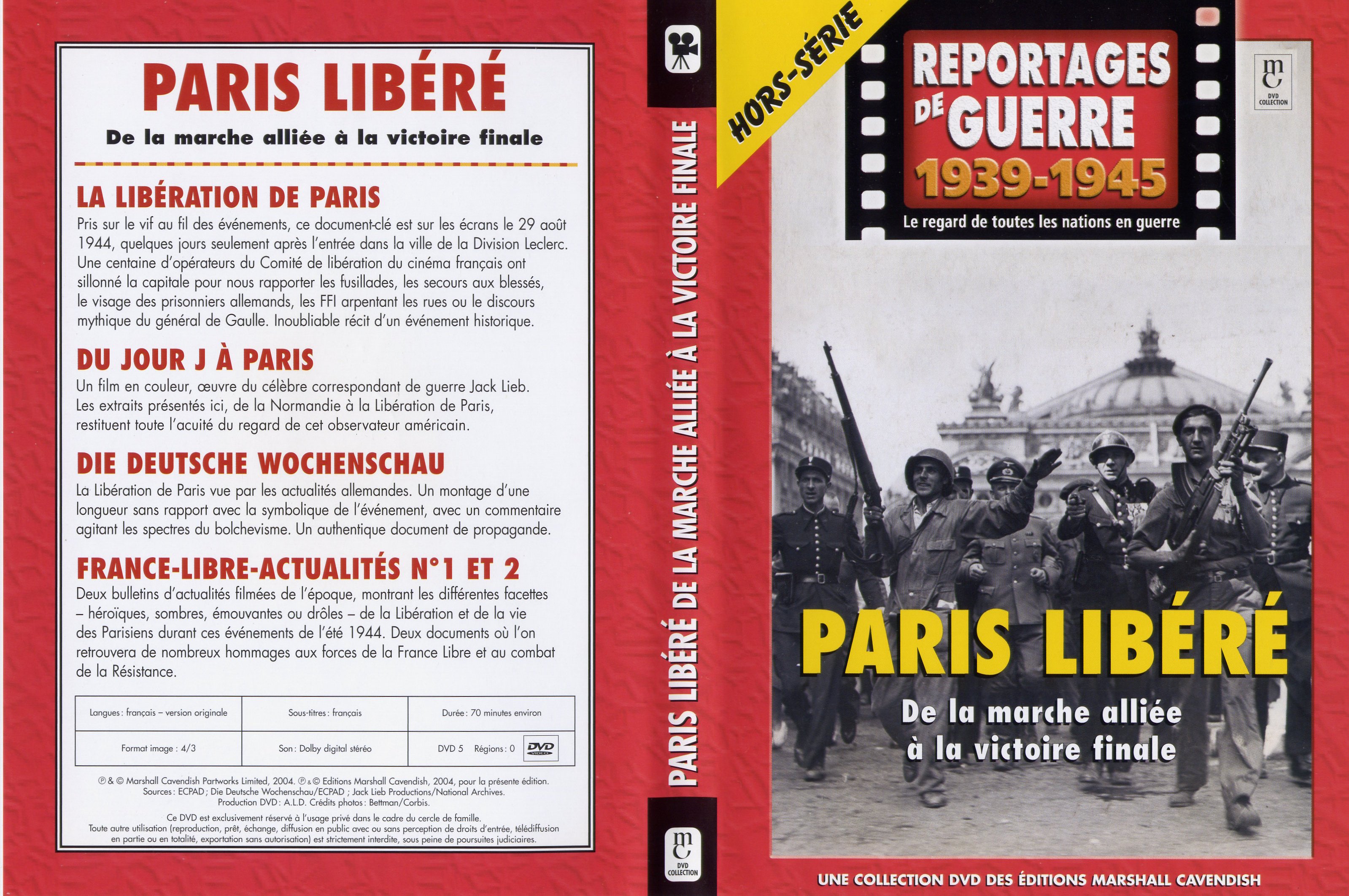 Jaquette DVD Reportages de guerre Hors srie - Paris libr