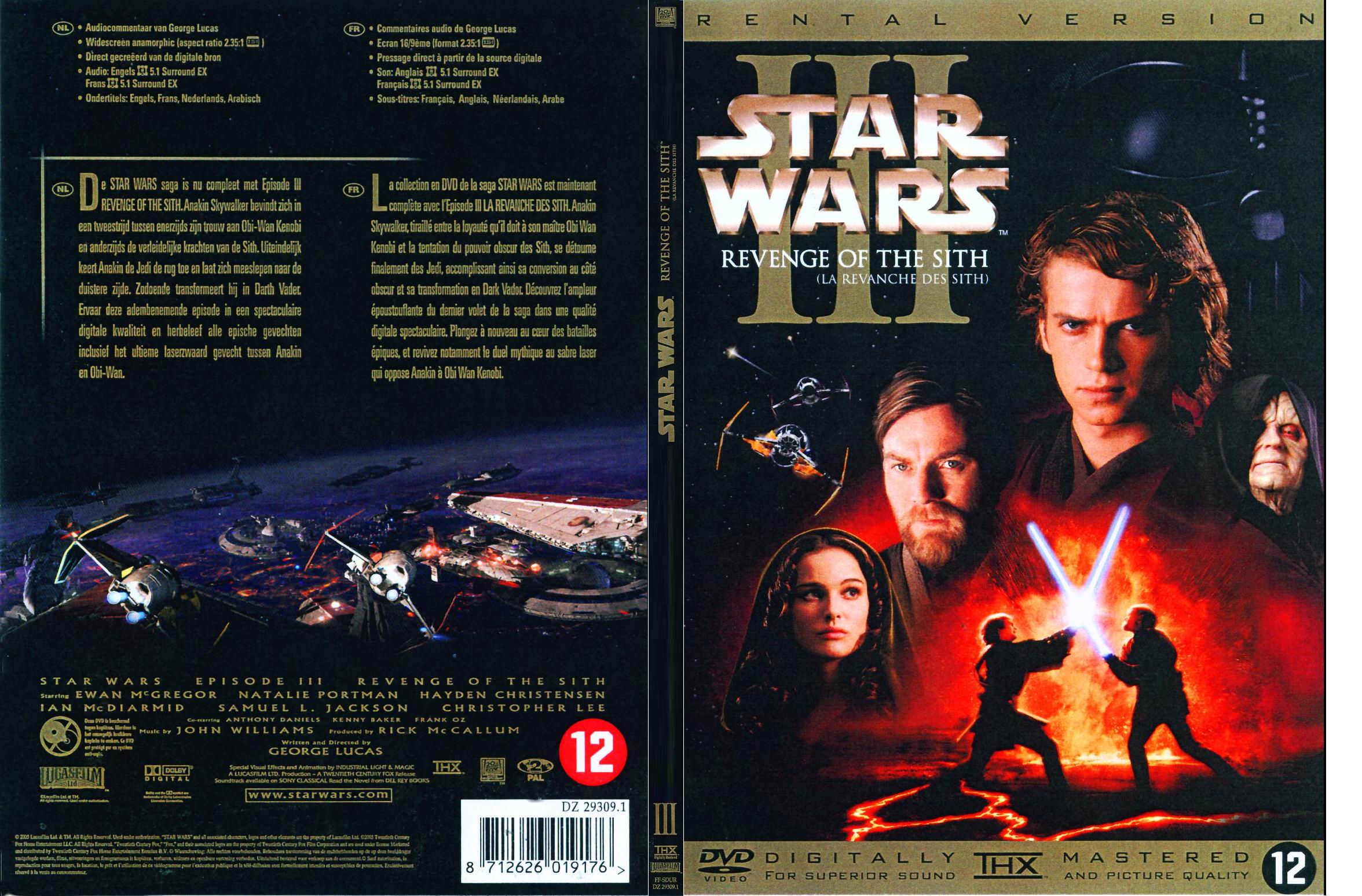 Jaquette DVD Star wars La revanche des Sith - SLIM