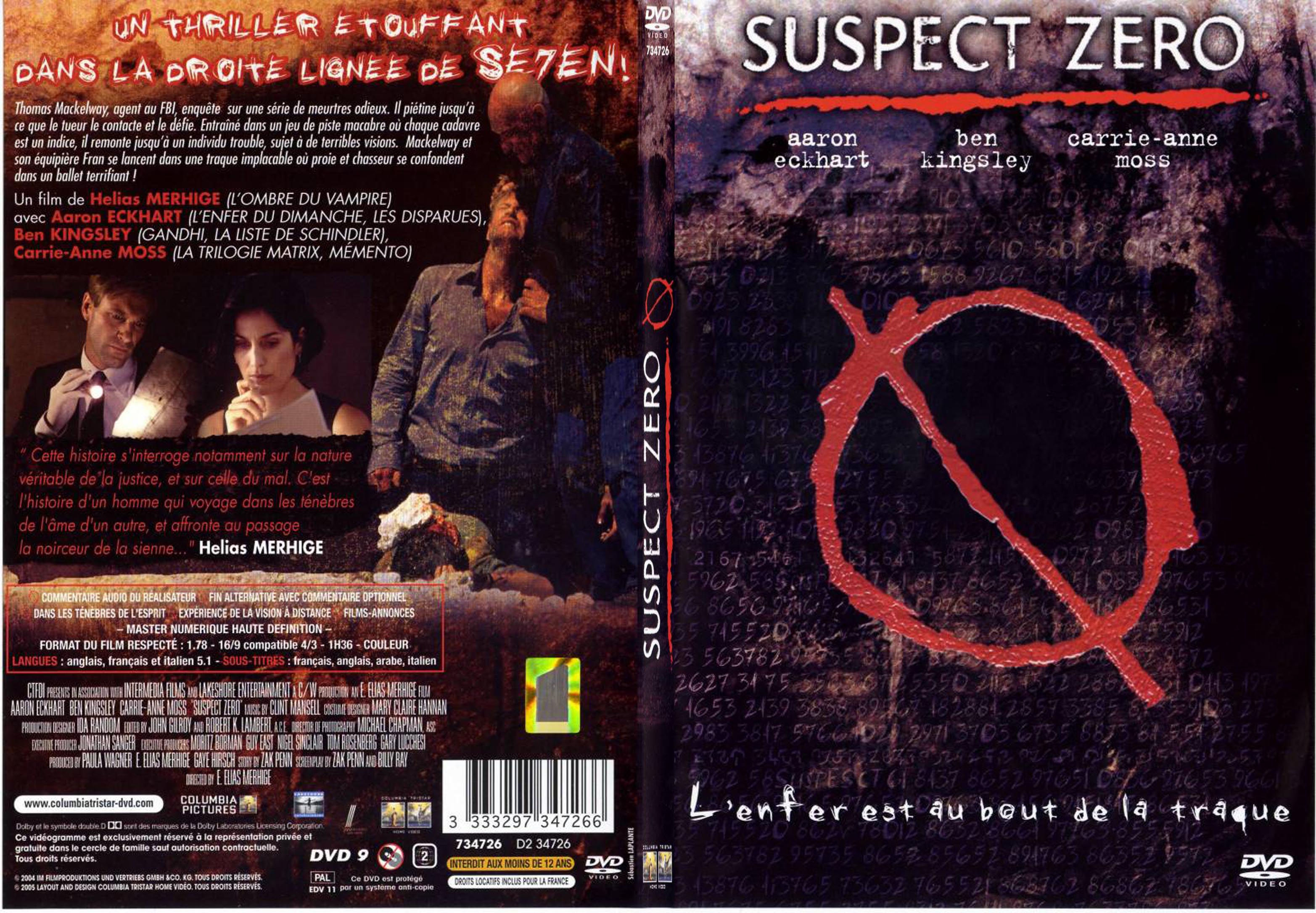 Jaquette DVD Suspect zero - SLIM