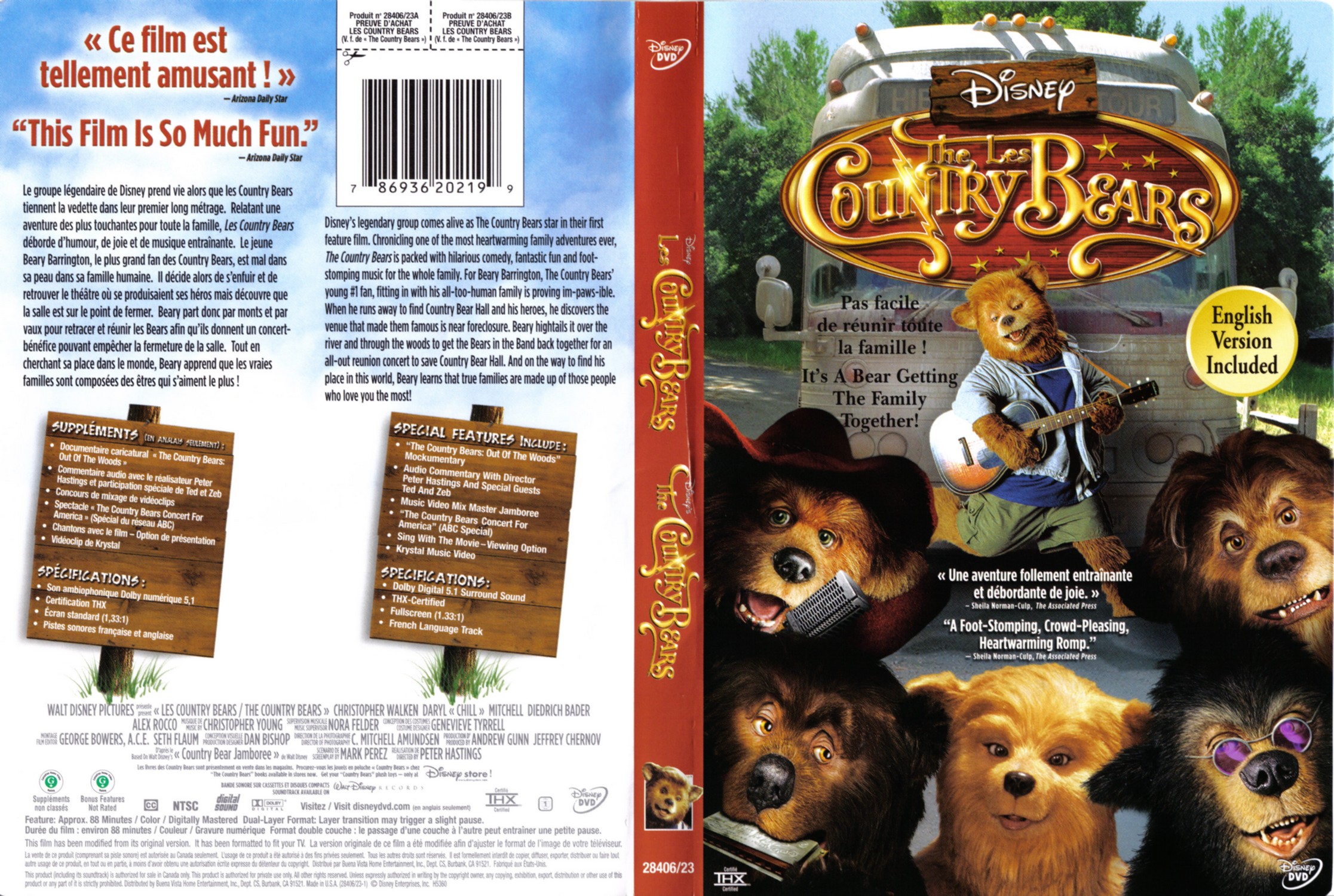 Jaquette DVD The country bears