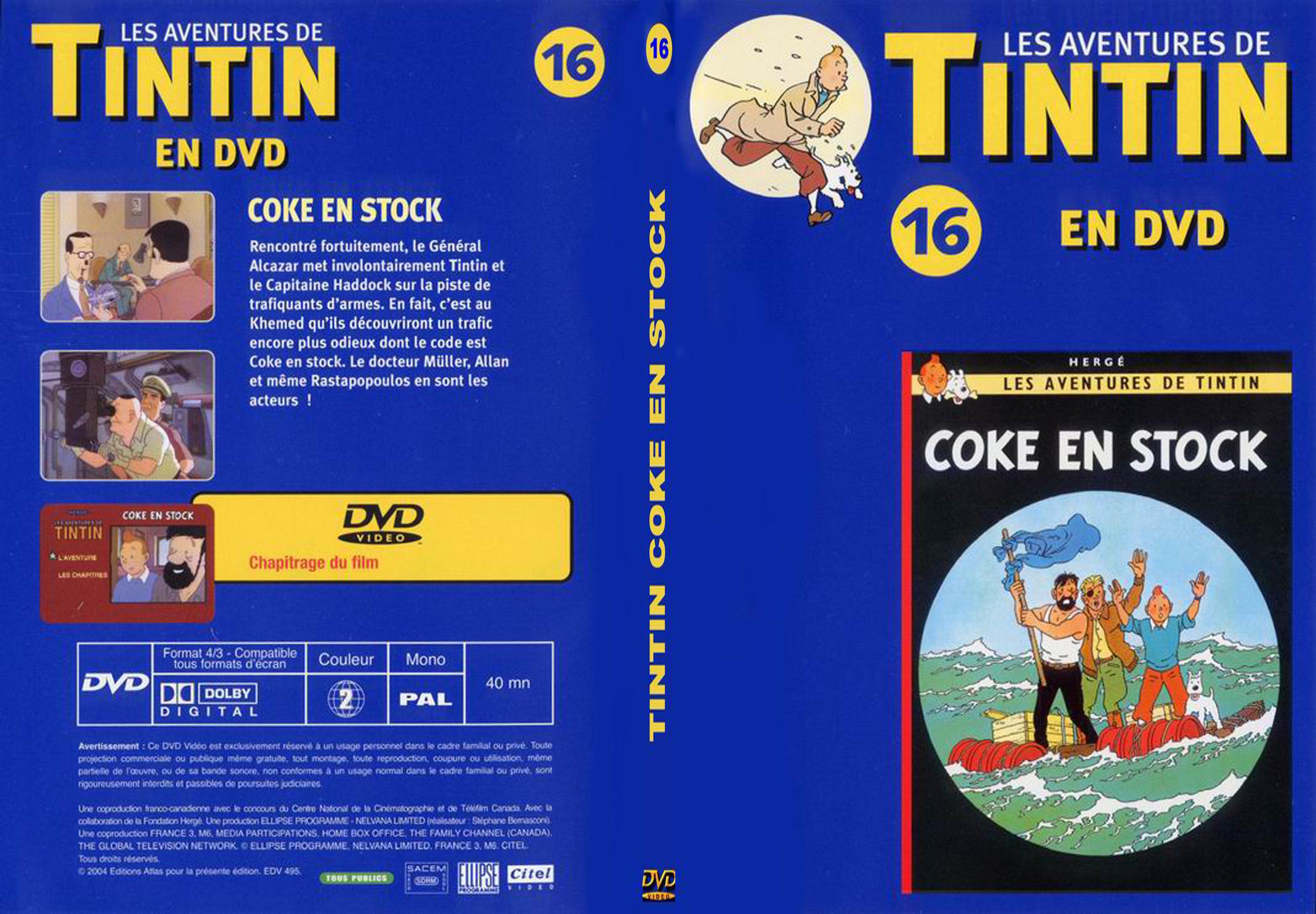 Jaquette DVD Tintin - vol 16 - Coke en stock - SLIM