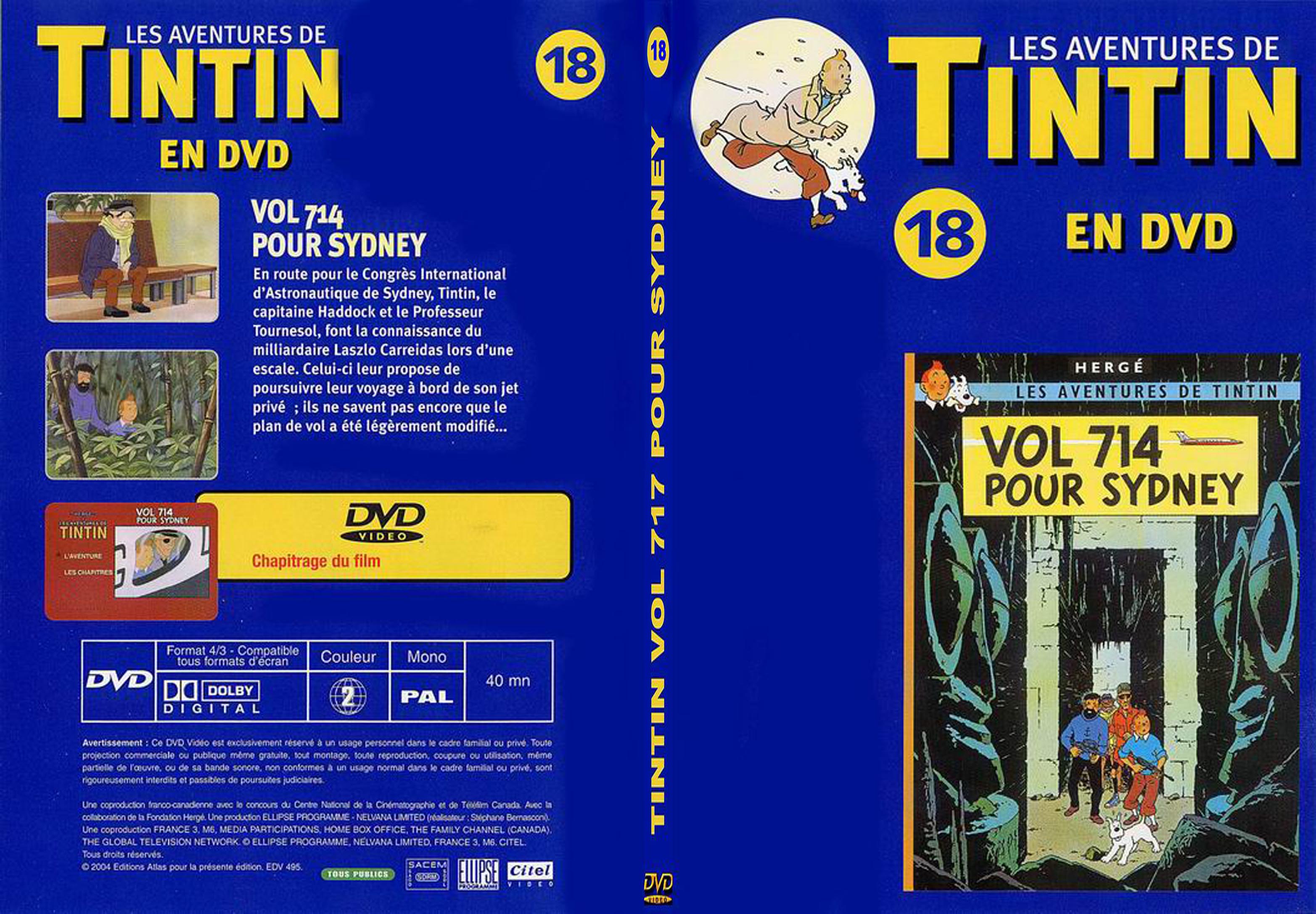 Jaquette DVD Tintin - vol 18 - Vol 714 pour sydney - SLIM