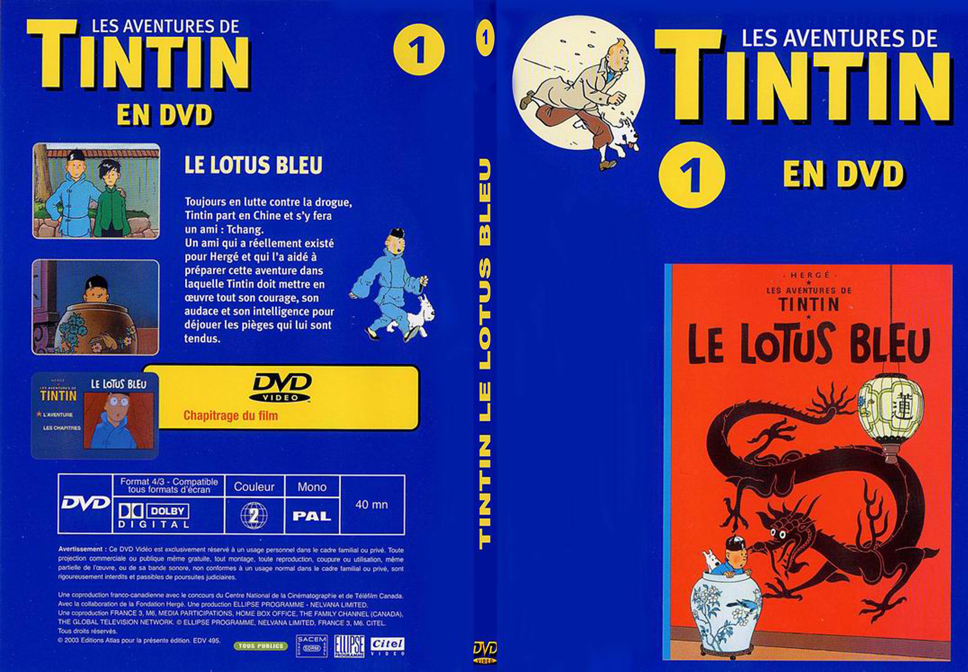 Jaquette DVD Tintin - vol 1 - Le lotus bleu - SLIM