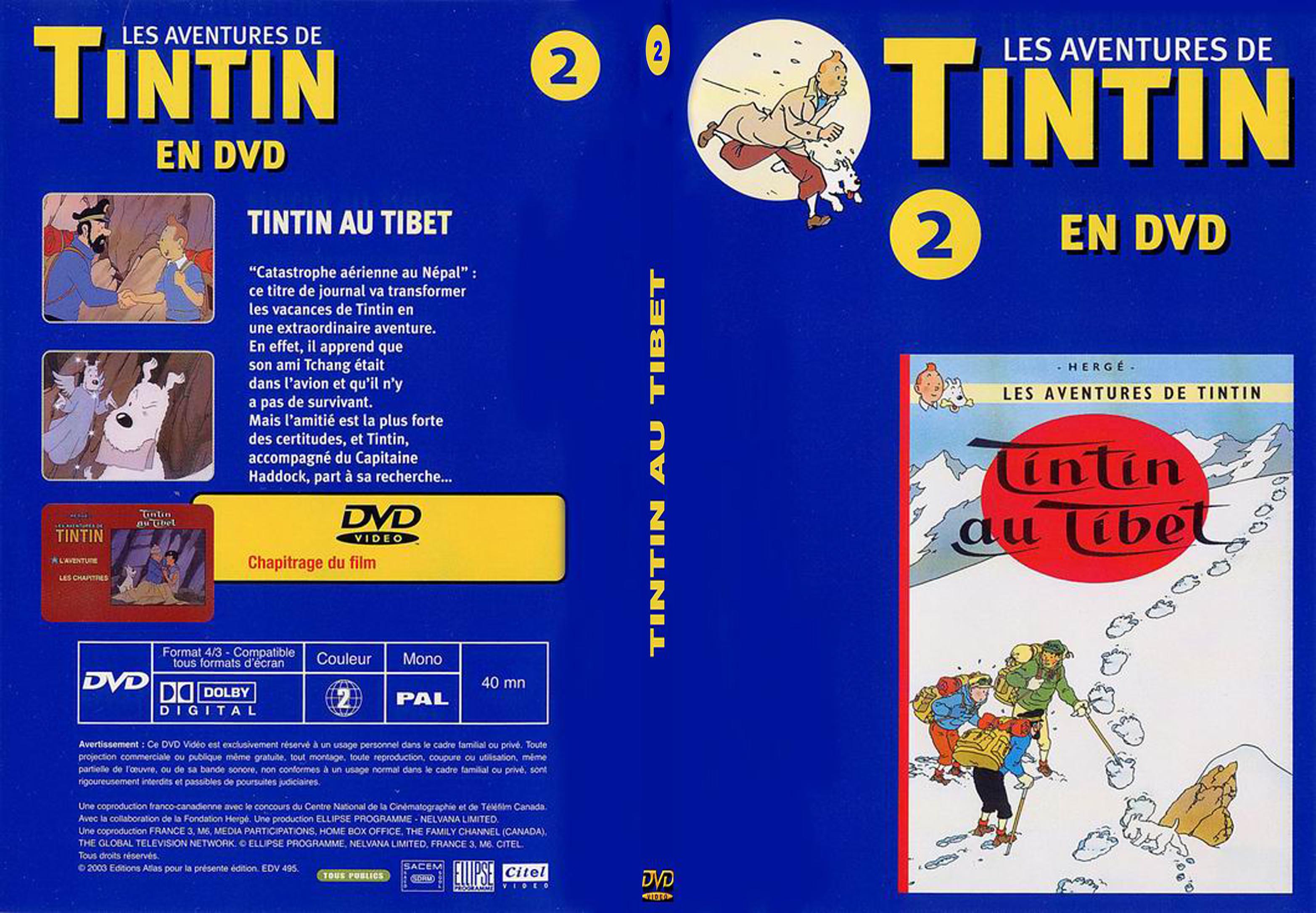 Jaquette DVD Tintin - vol 2 - Tintin au Tibet - SLIM