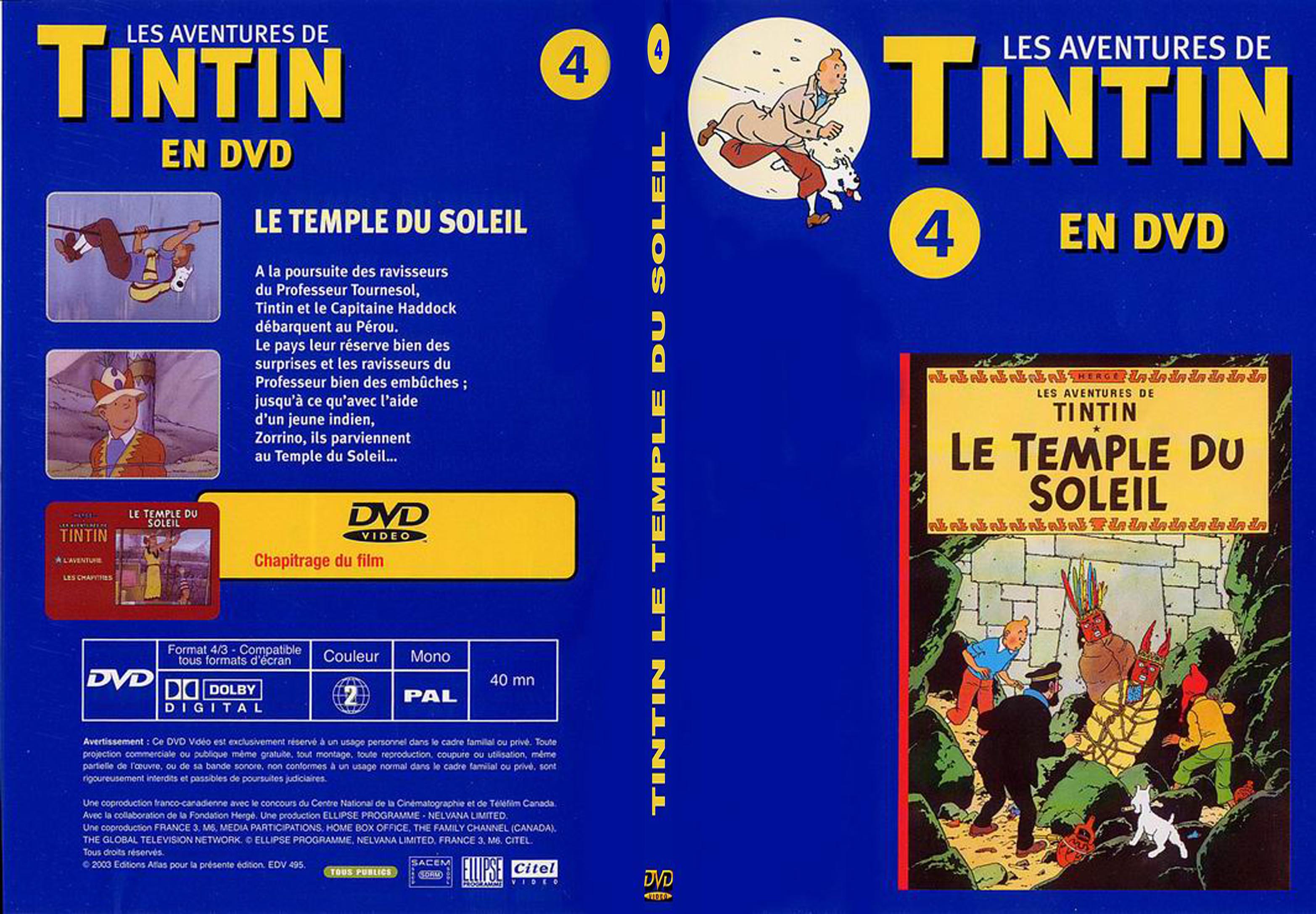 Jaquette DVD Tintin - vol 4 - Le temple du soleil - SLIM