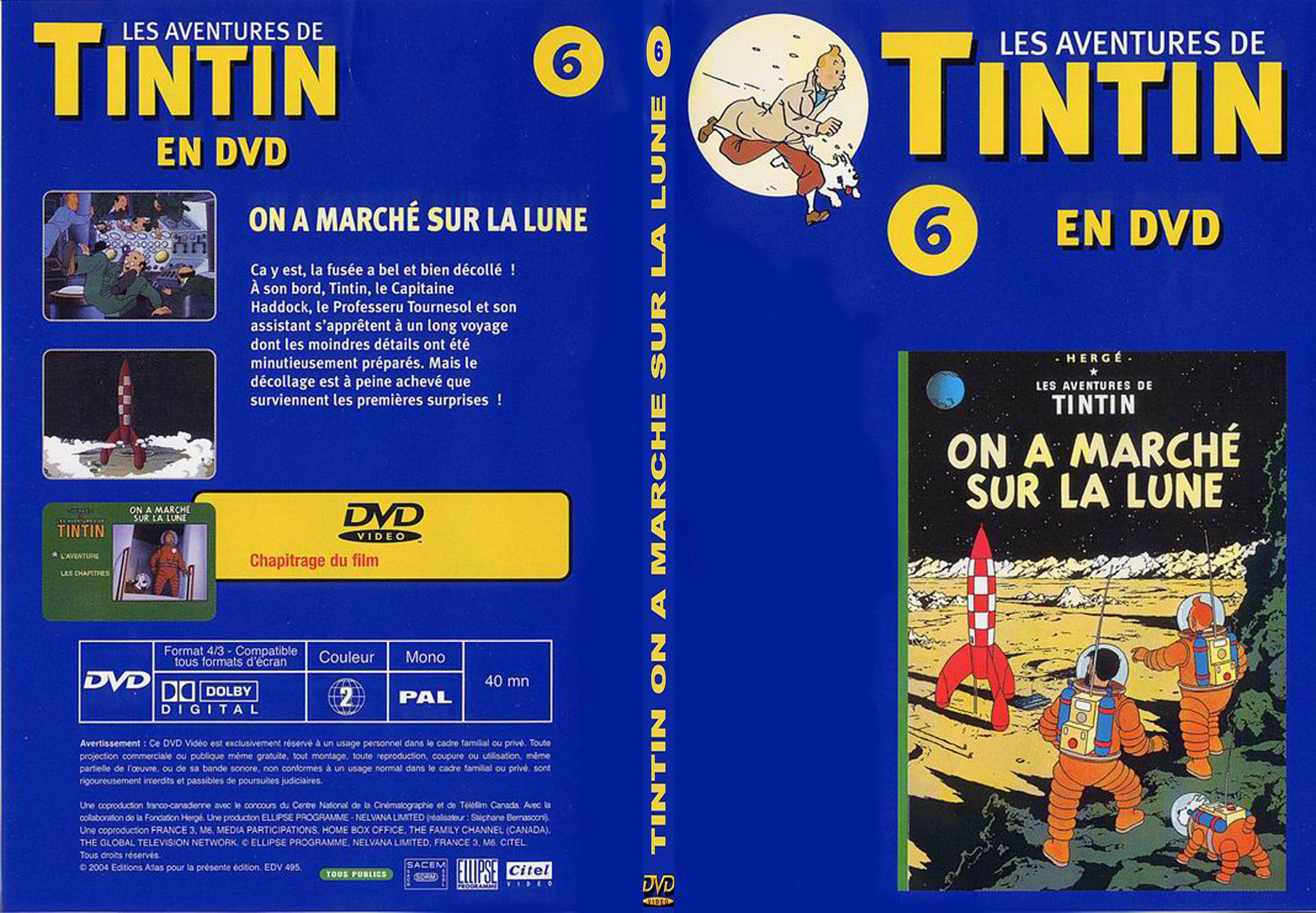 Jaquette DVD Tintin - vol 6 - On a marche sur la lune - SLIM