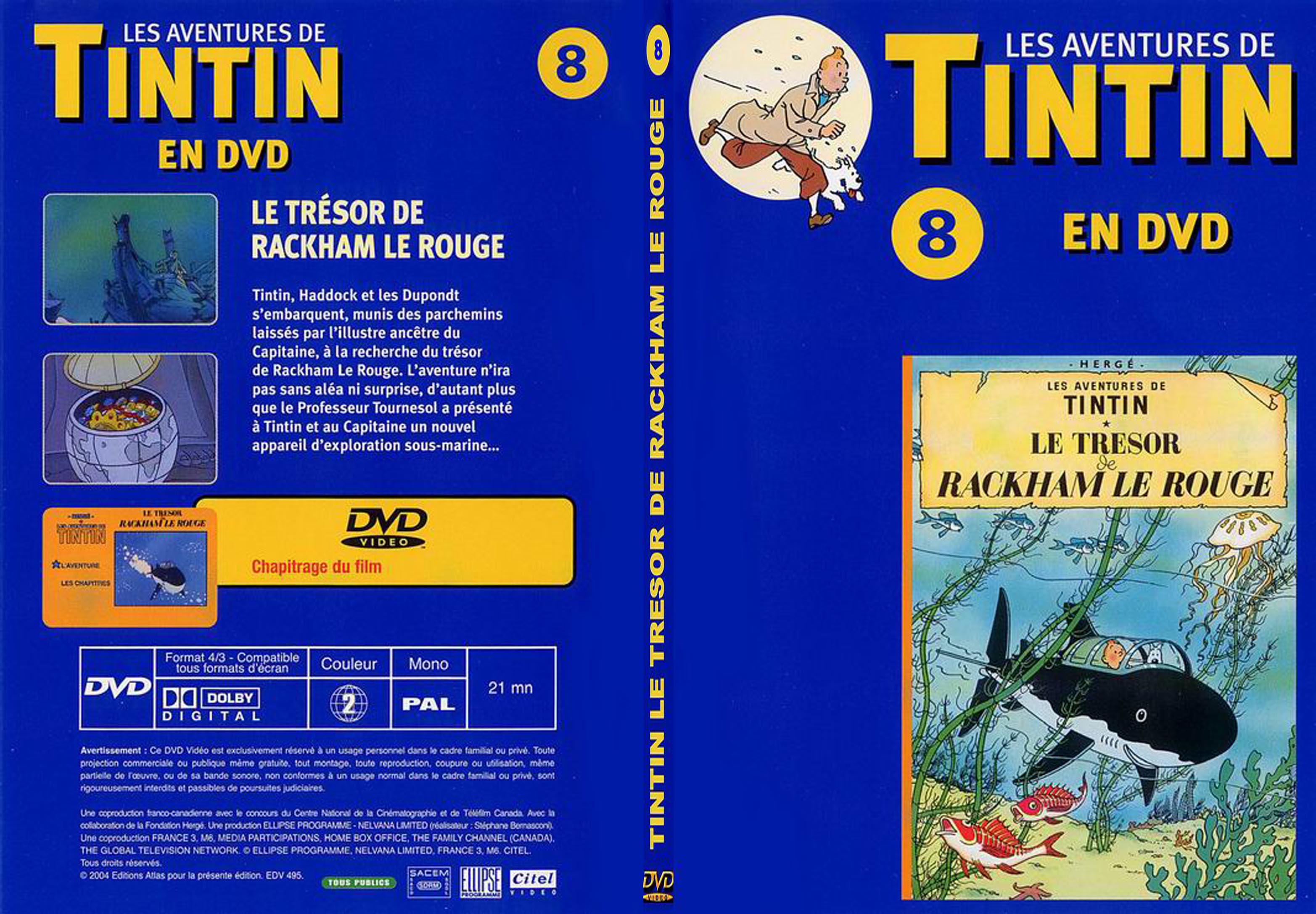 Jaquette DVD Tintin - vol 8 - Tintin et le trsor de rackam - SLIM