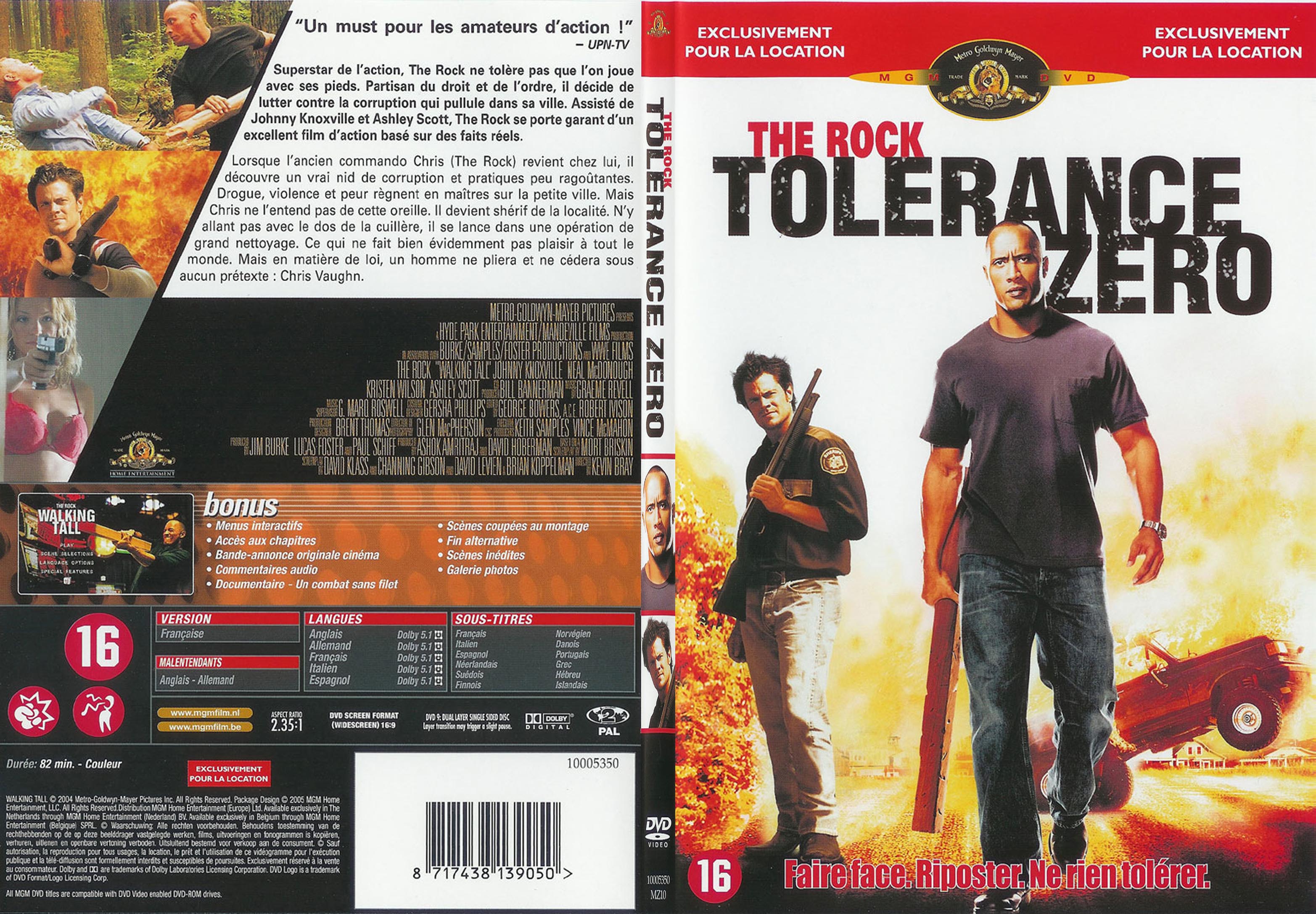 Jaquette DVD Tolerance zero - SLIM