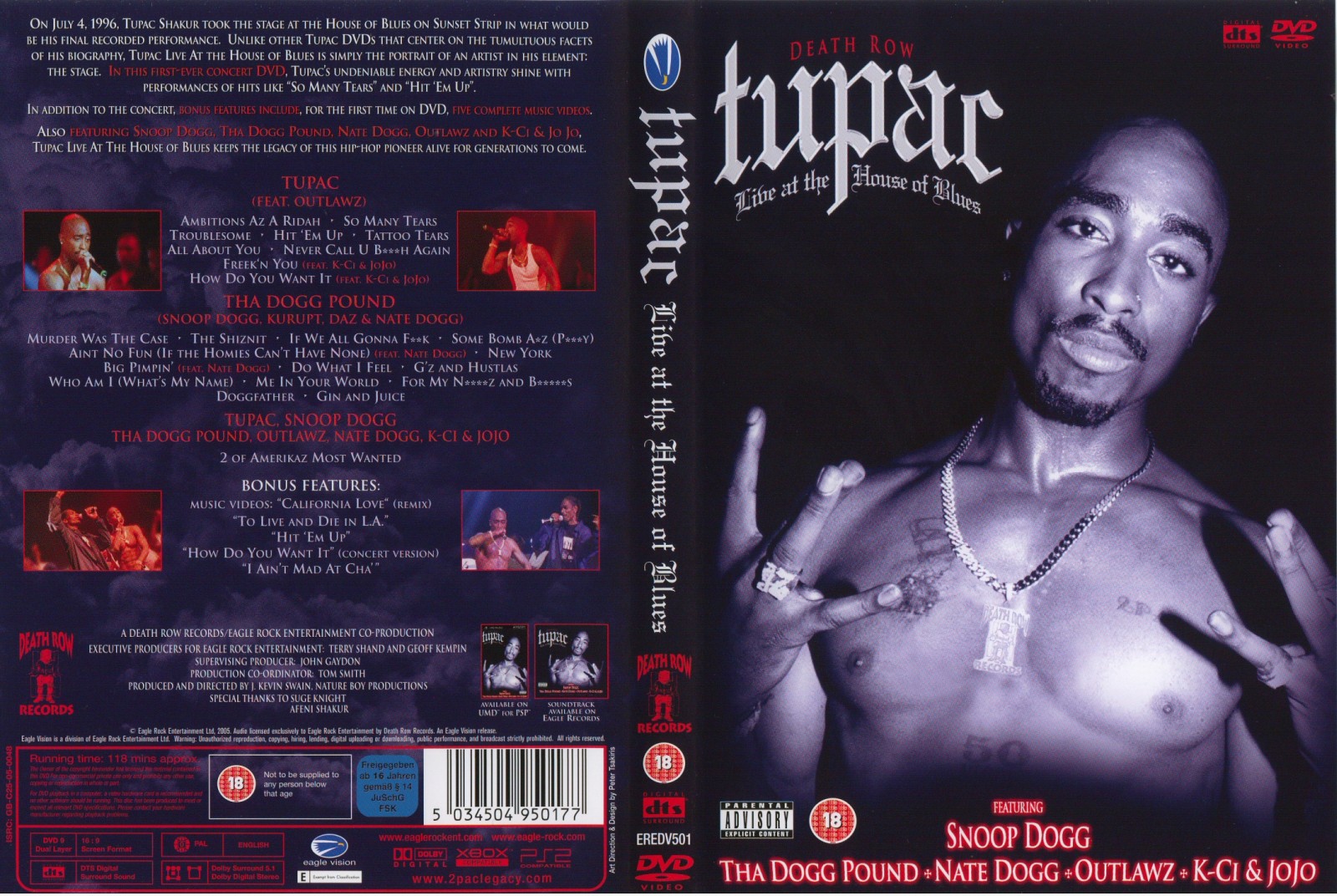 Jaquette DVD Tupac live at the house of blues