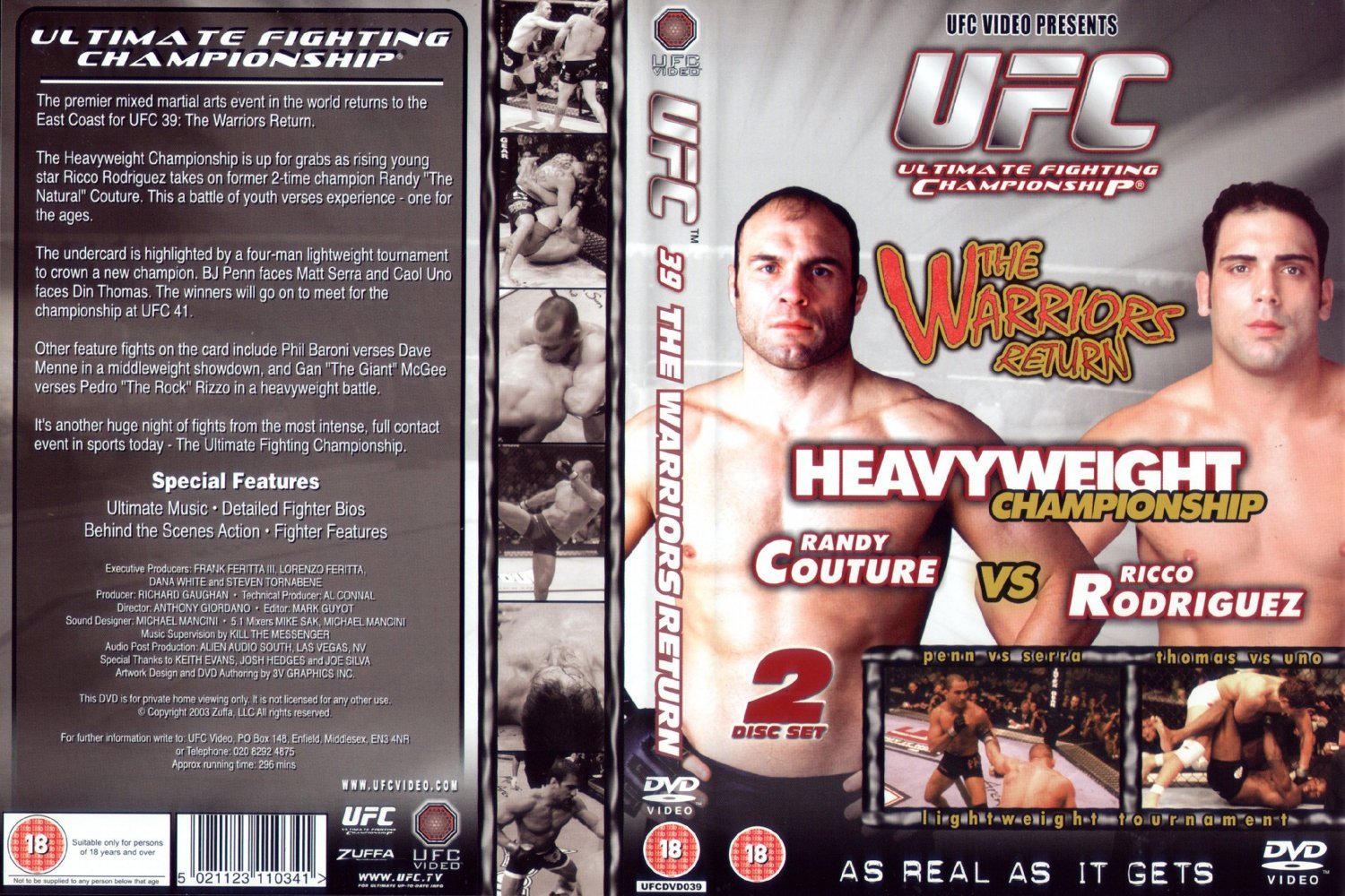 Jaquette DVD Ufc 39 The Warriors Return