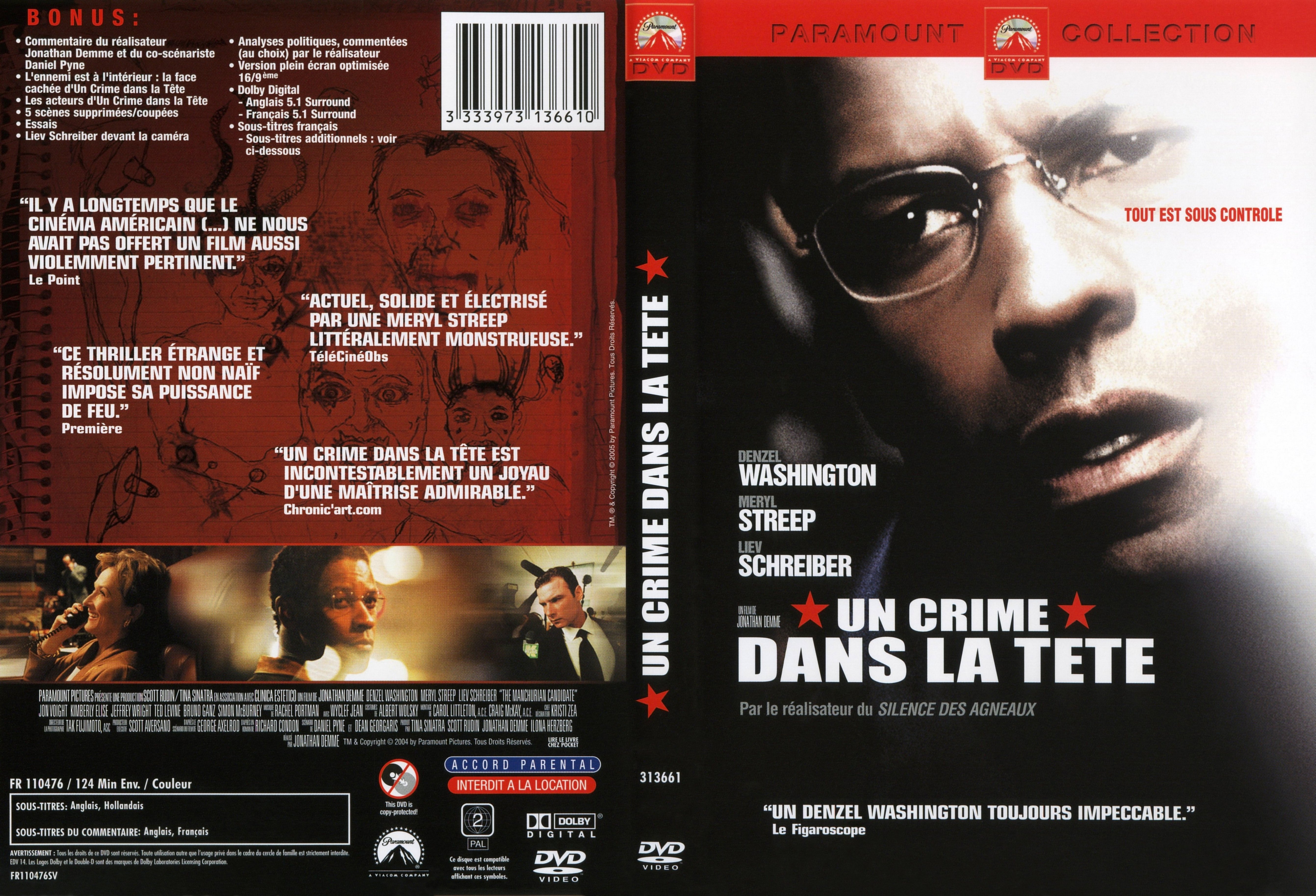 Jaquette DVD Un crime dans la tte