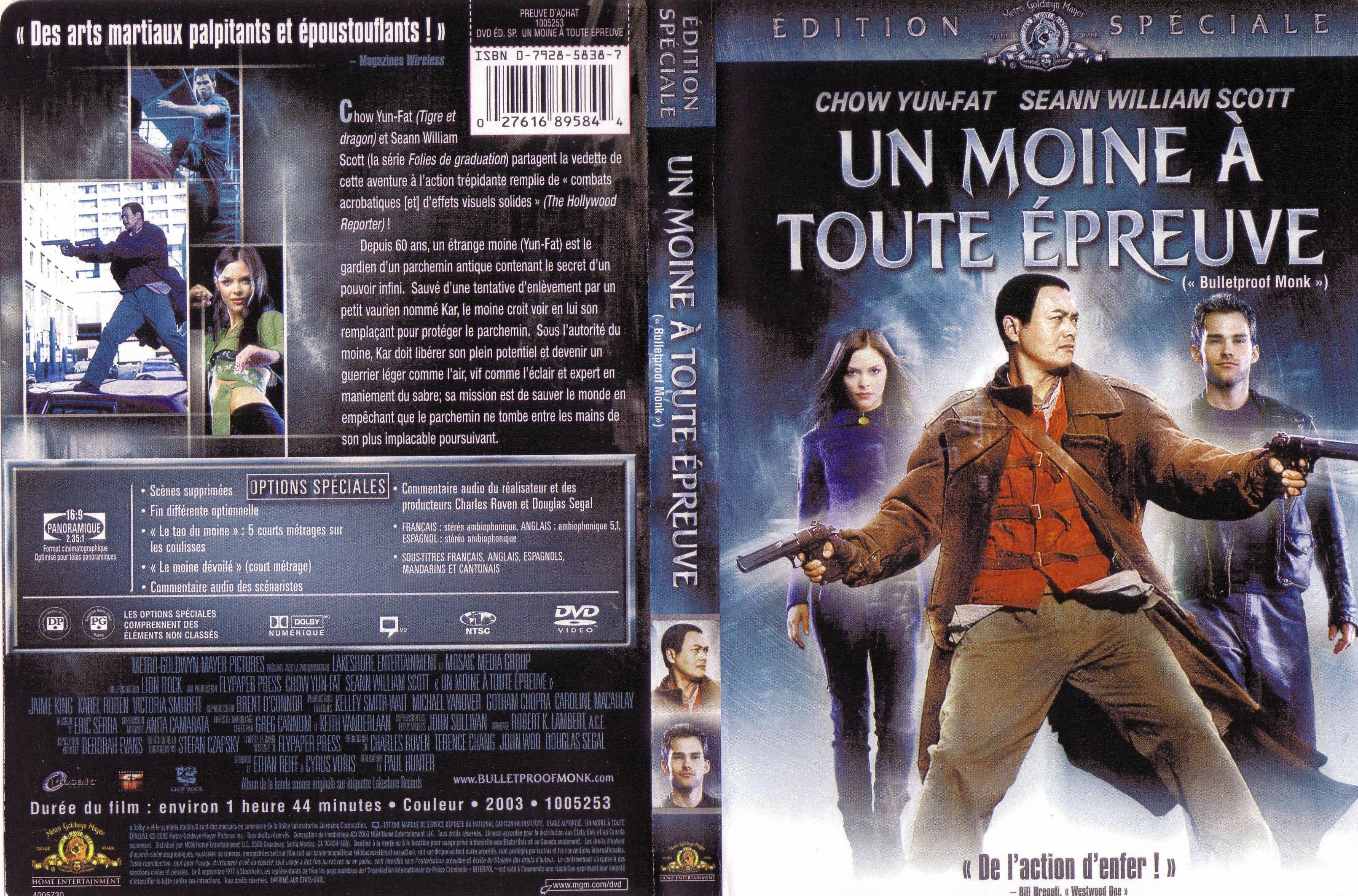 Jaquette DVD Un moine  toute preuve