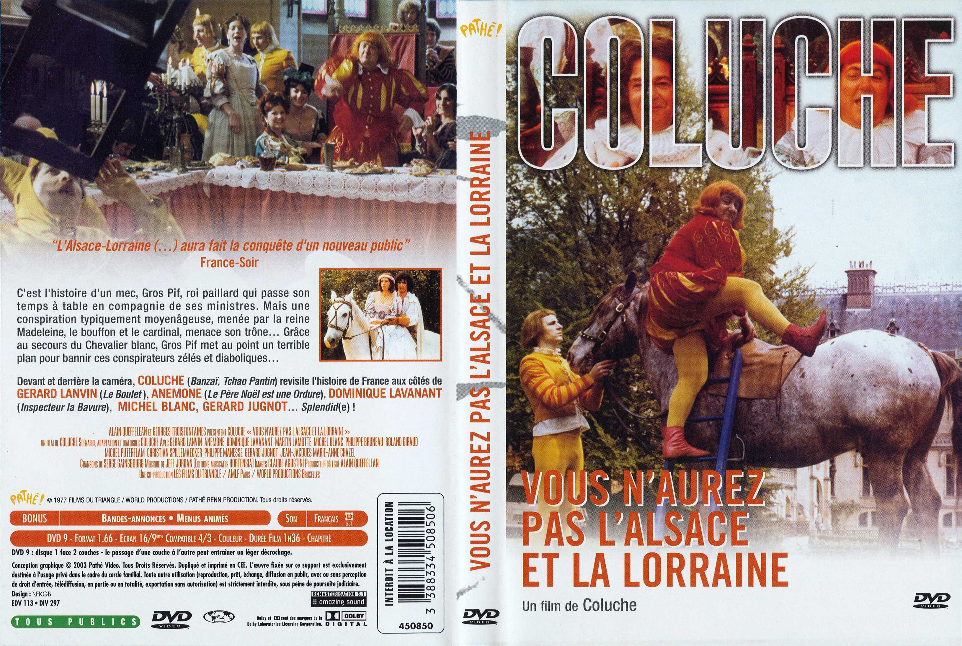 Jaquette DVD de Vous n'aurez pas l'Alsace et la Lorraine - Cinéma Passion