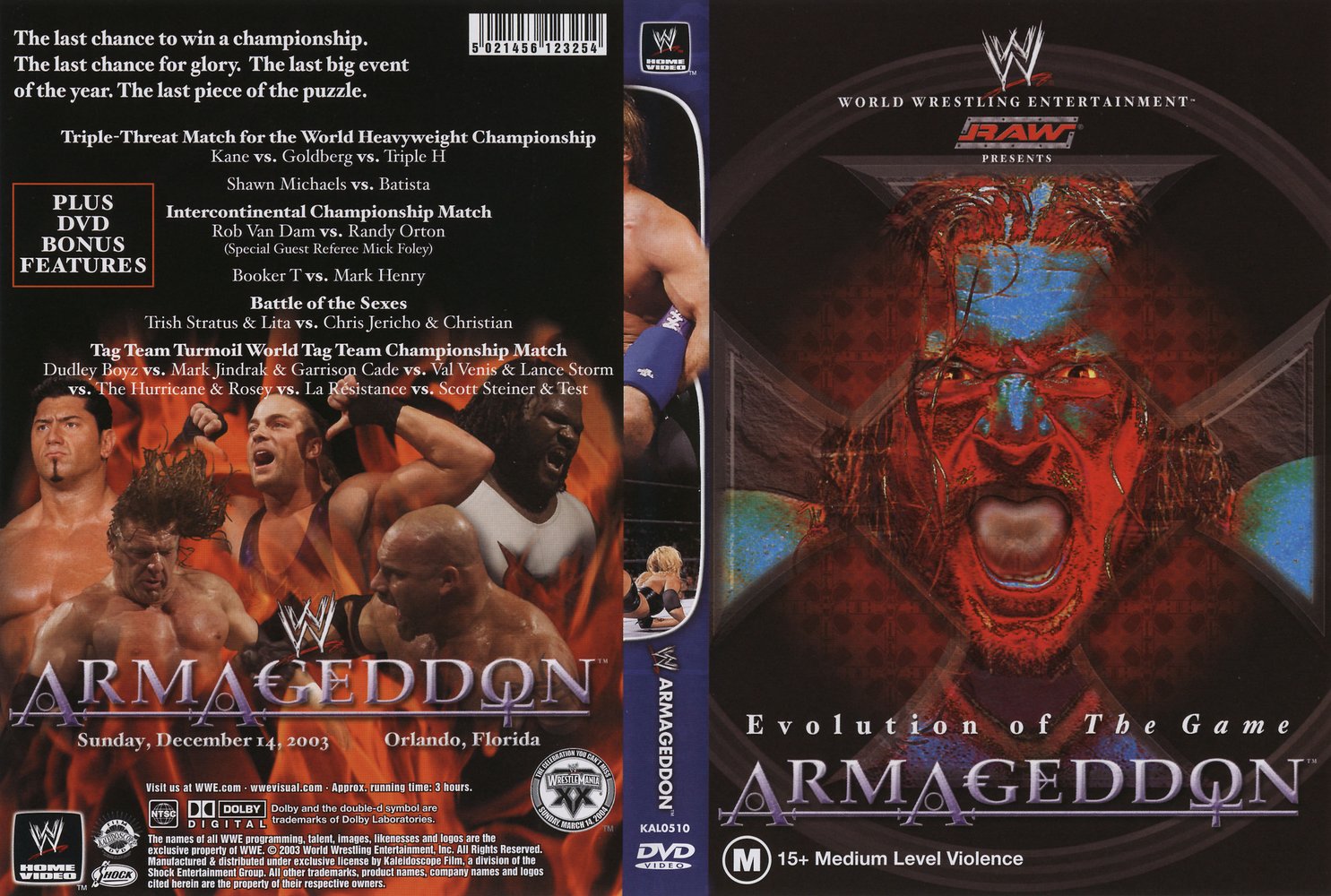 Jaquette DVD WWE Armageddon 2003