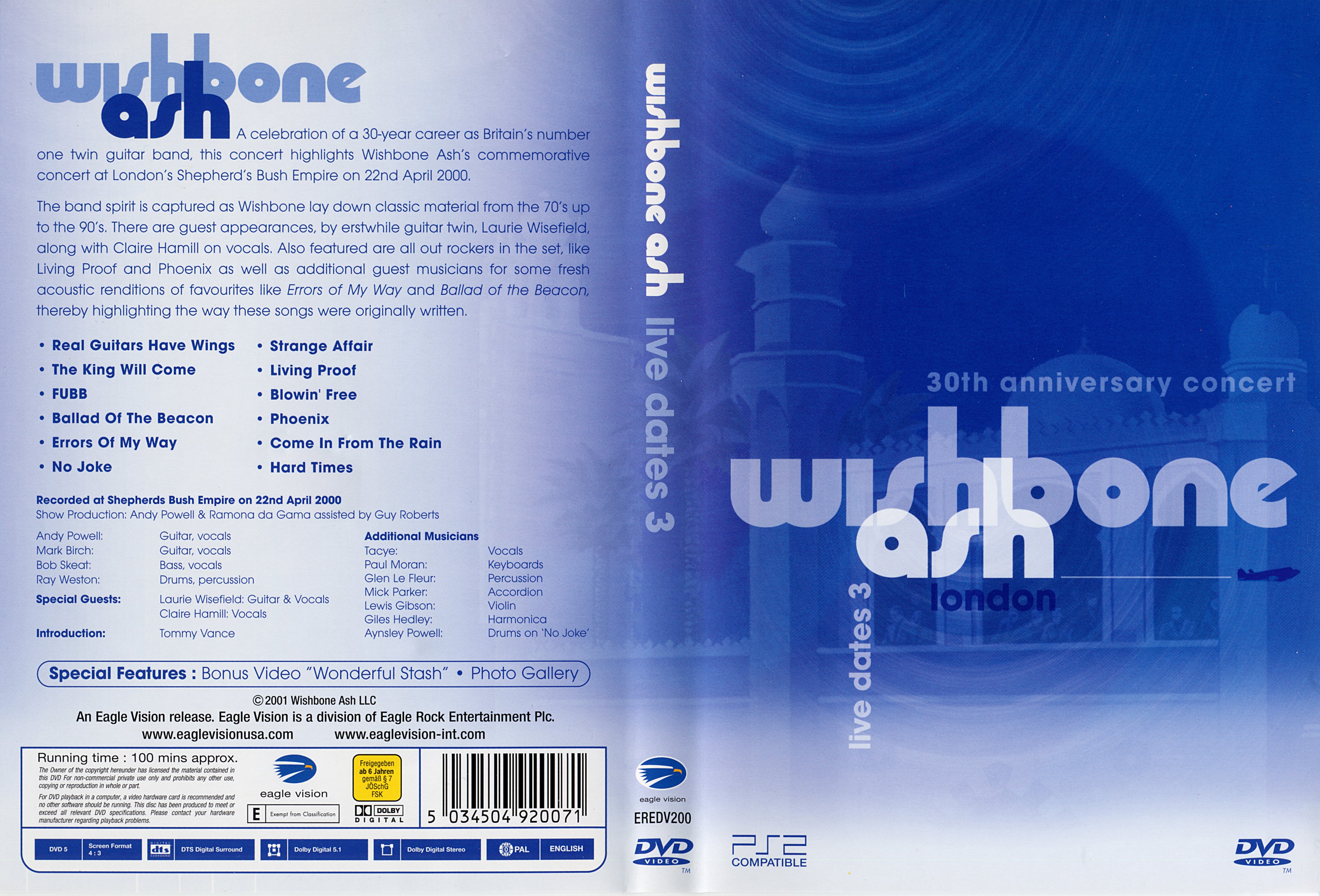 Jaquette DVD Wishbone ash Live dates