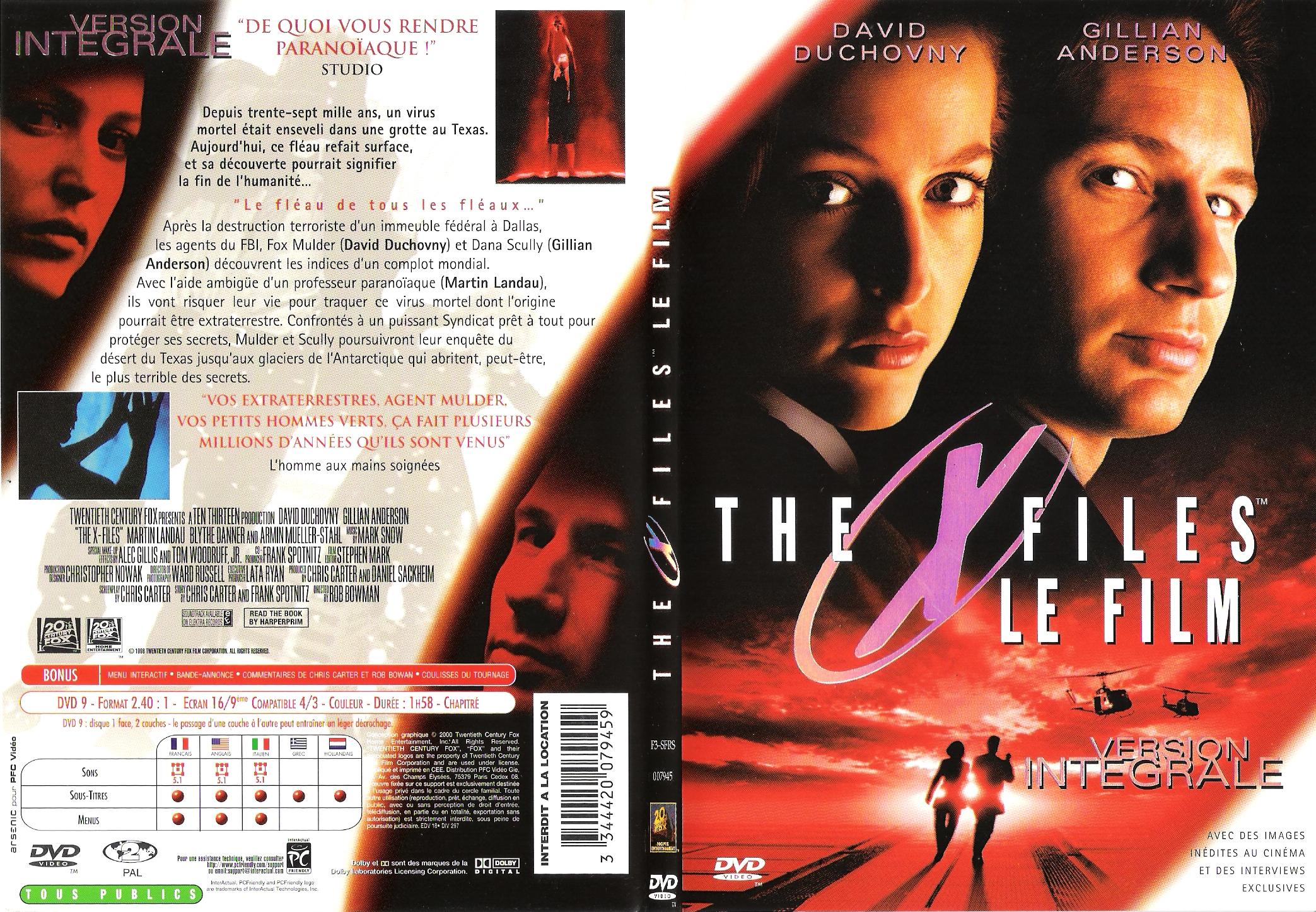 Jaquette DVD X Files Le film - SLIM