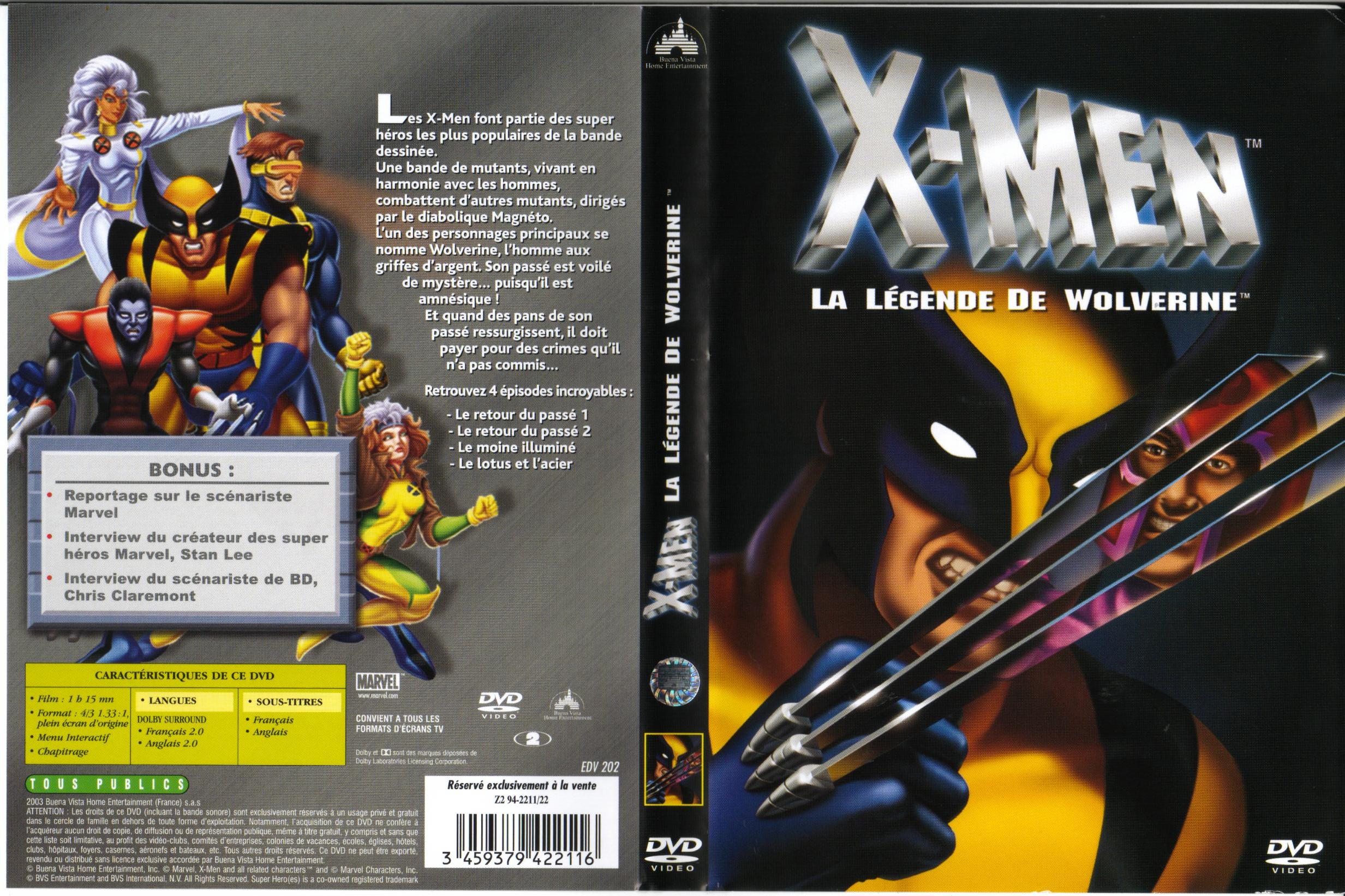 Jaquette DVD X-men la lgende de Wolverine (DA)