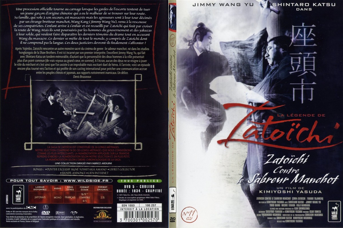 Jaquette DVD Zatoichi - Zatoichi contre le sabreur manchot - SLIM